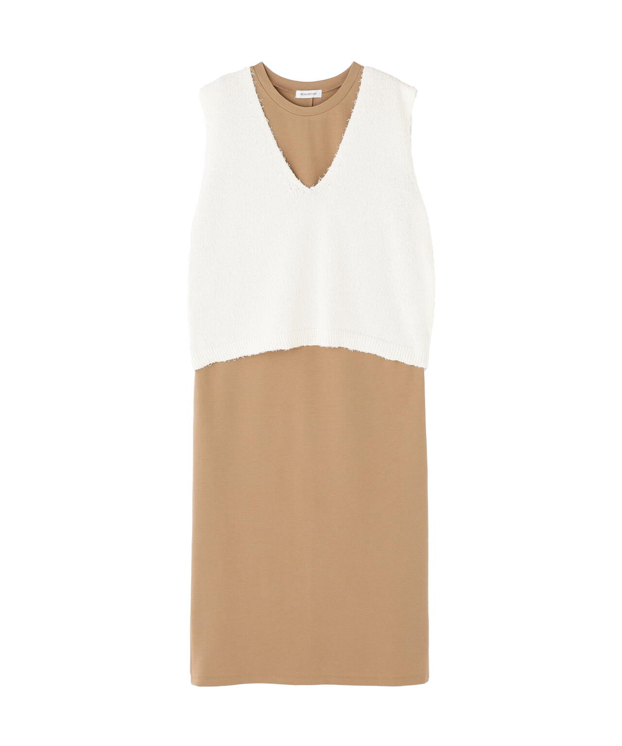 Vネックニットベスト&ナローワンピース