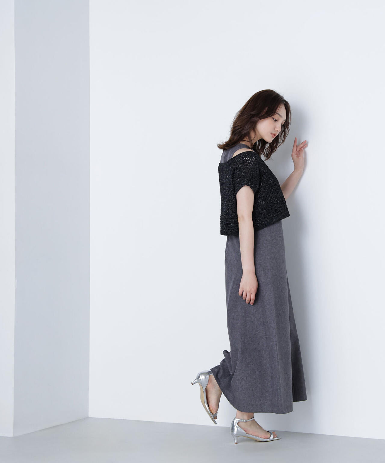 透かし編みニット&アメスリワンピース