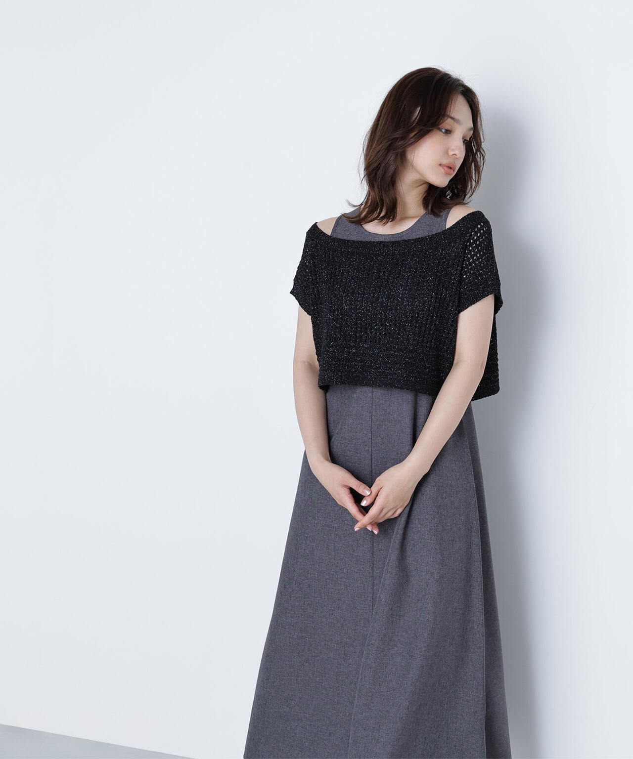 透かし編みニット&アメスリワンピース