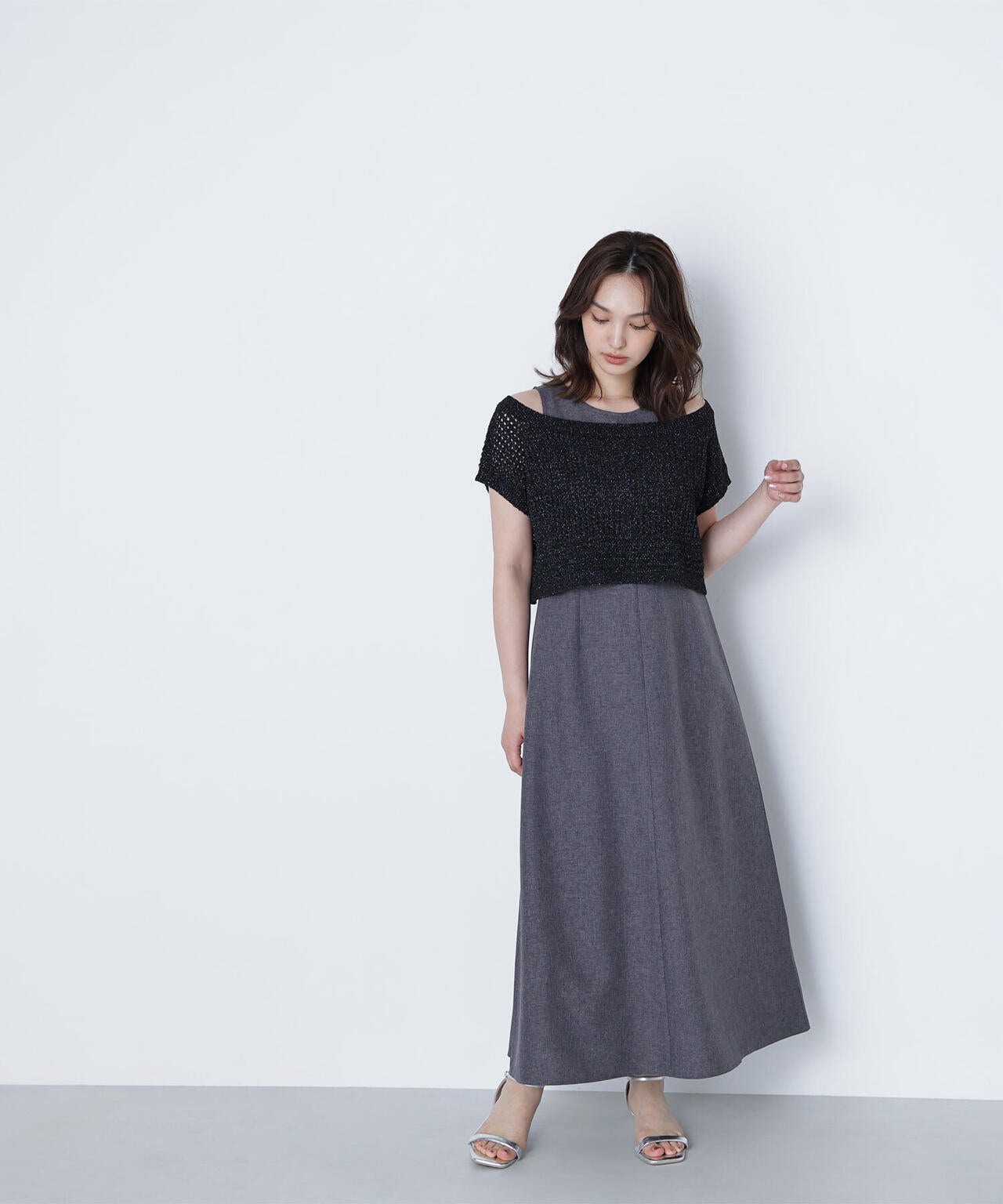 透かし編みニット&アメスリワンピース