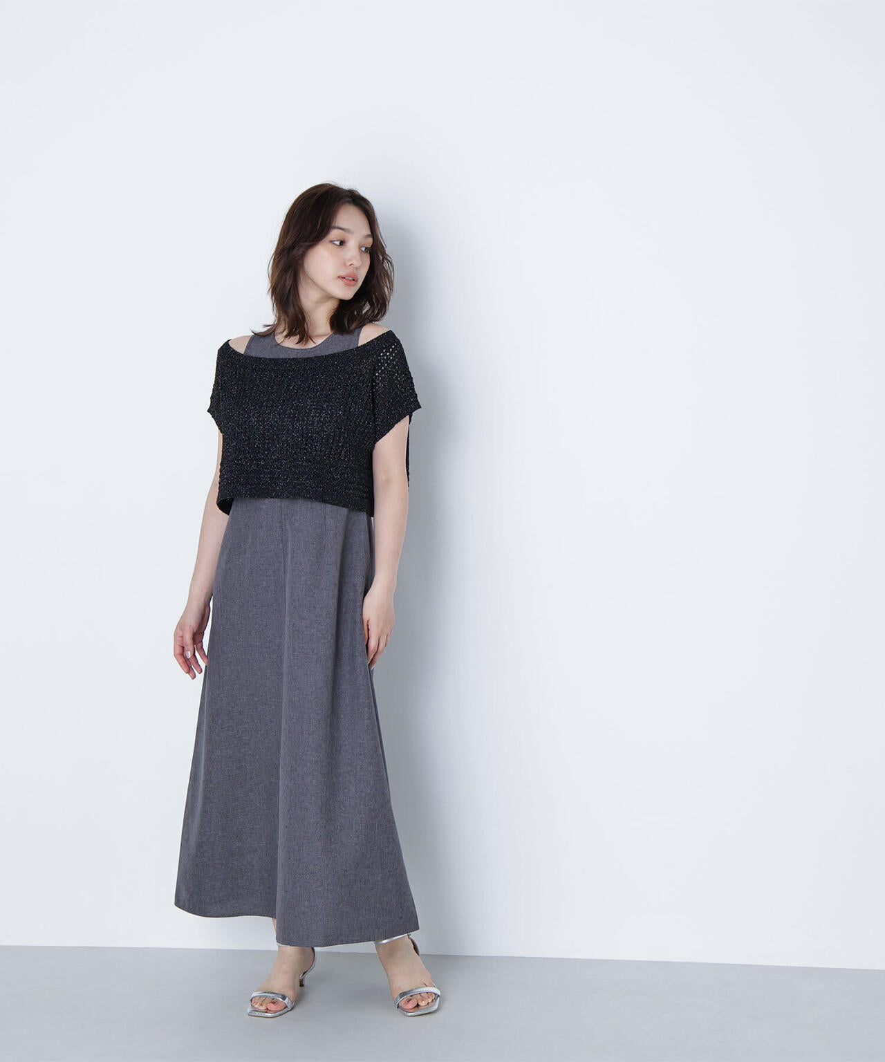 透かし編みニット&アメスリワンピース