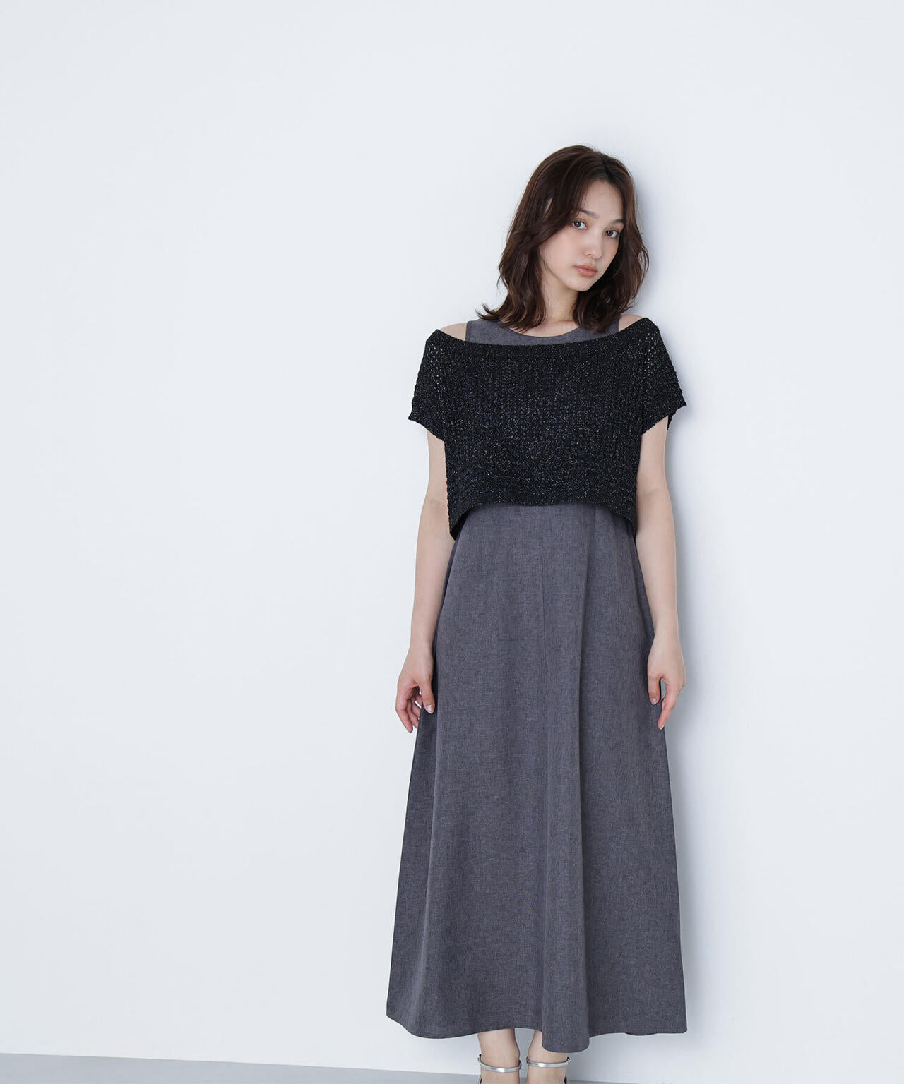 透かし編みニット&アメスリワンピース