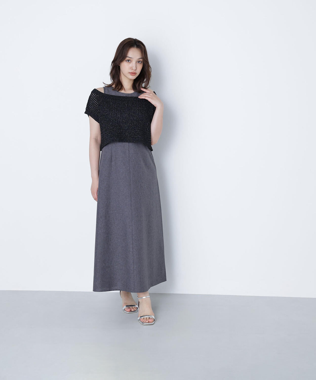 透かし編みニット&アメスリワンピース