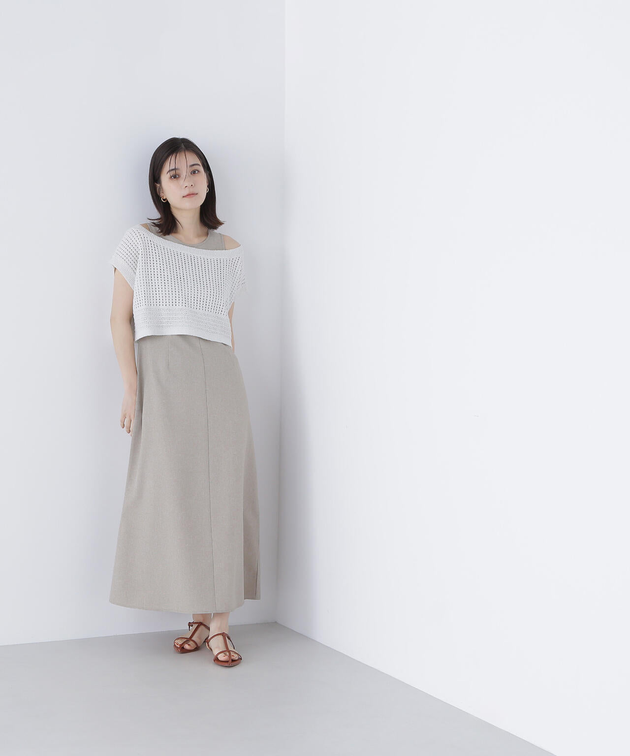 透かし編みニット&アメスリワンピース