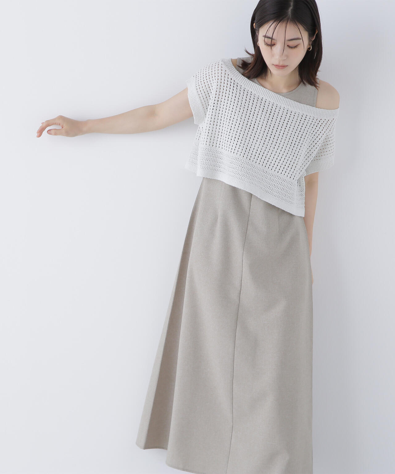 透かし編みニット&アメスリワンピース