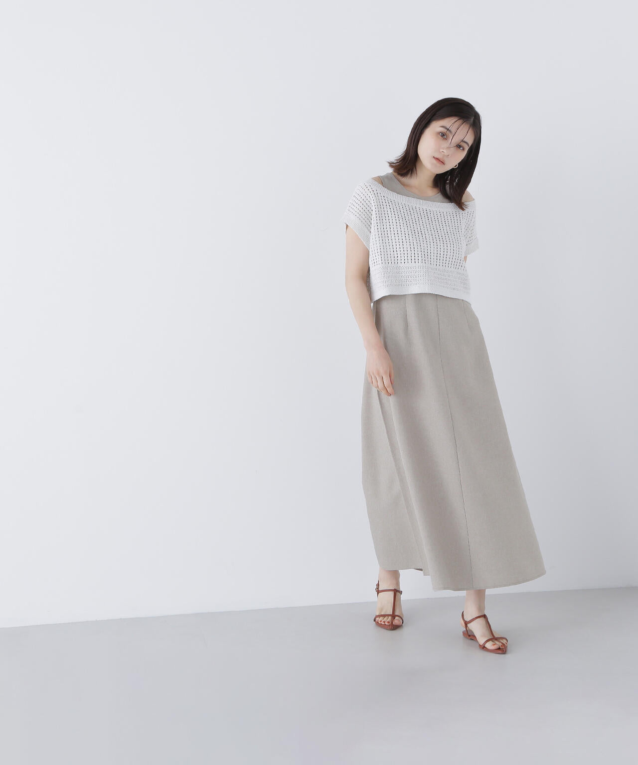 透かし編みニット&アメスリワンピース