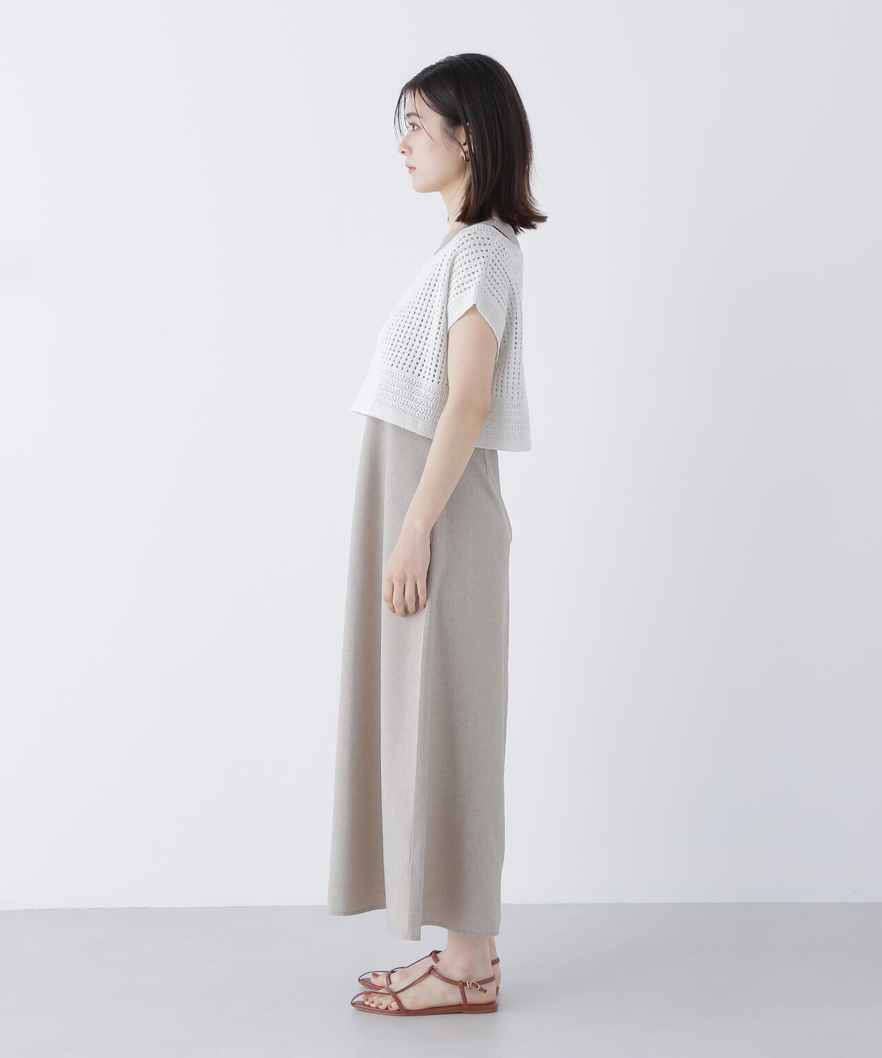 透かし編みニット&アメスリワンピース