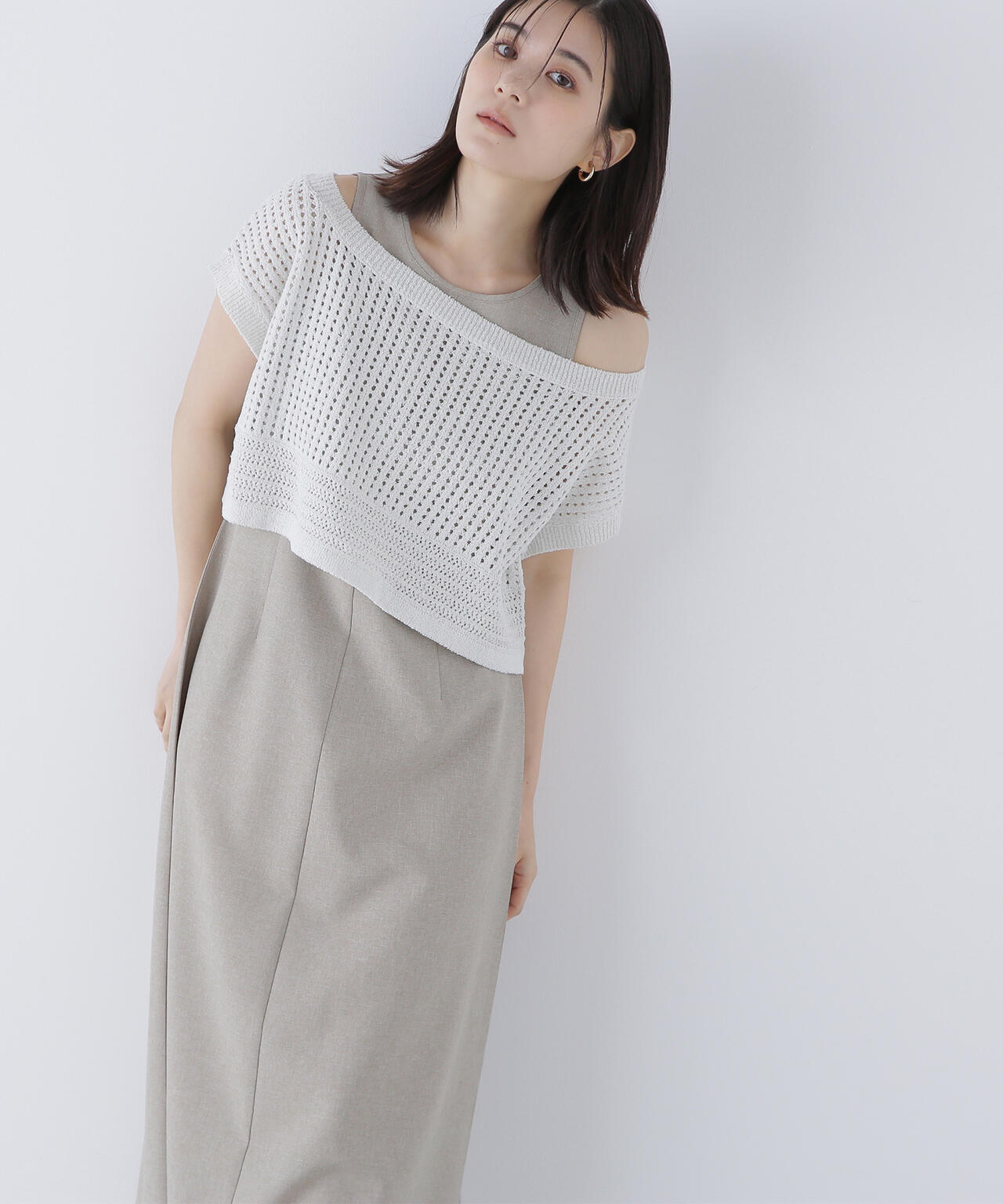 透かし編みニット&アメスリワンピース