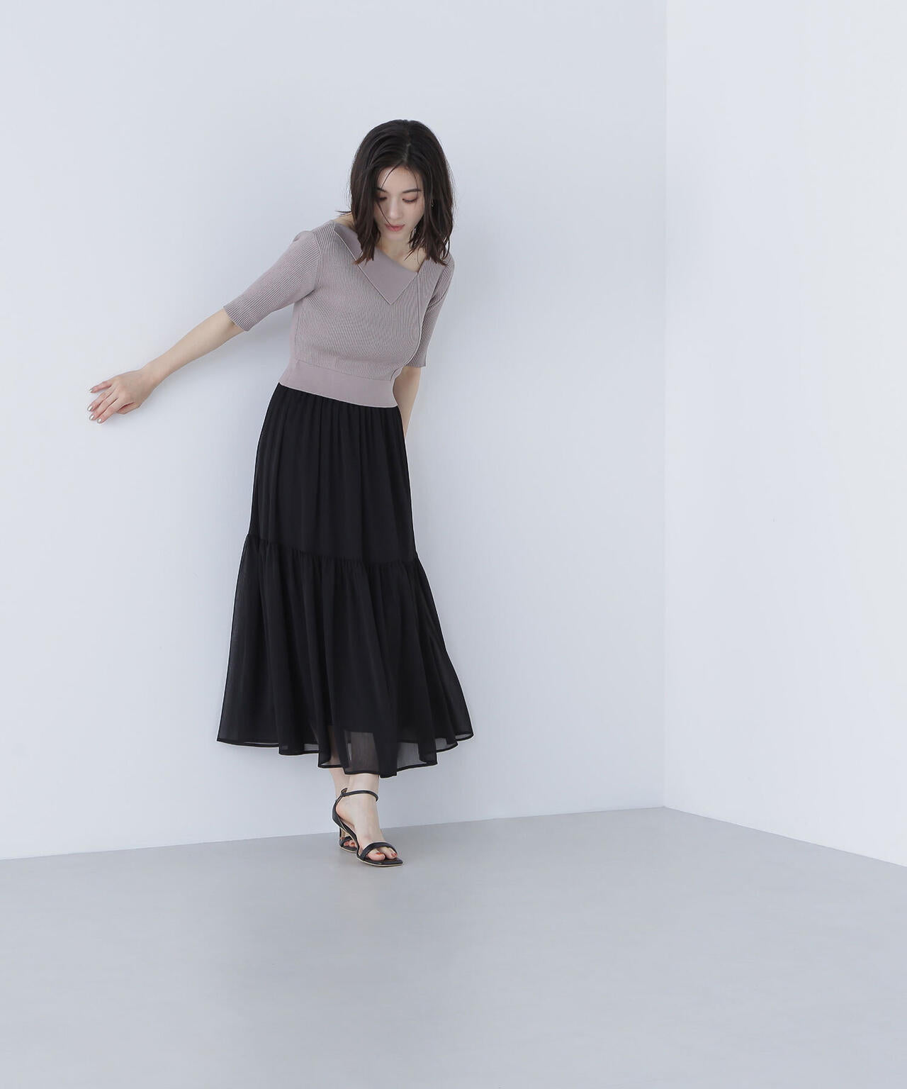 アシメカラードッキングワンピース