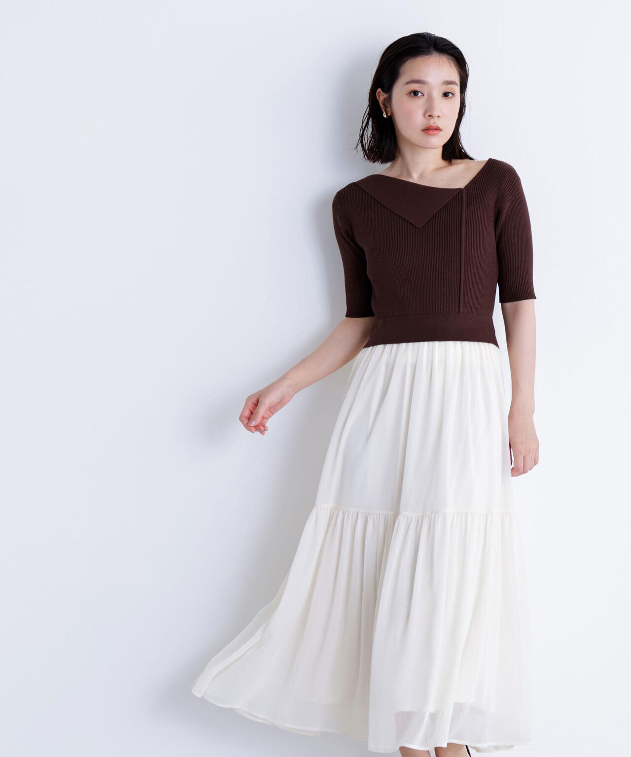 アシメカラードッキングワンピース