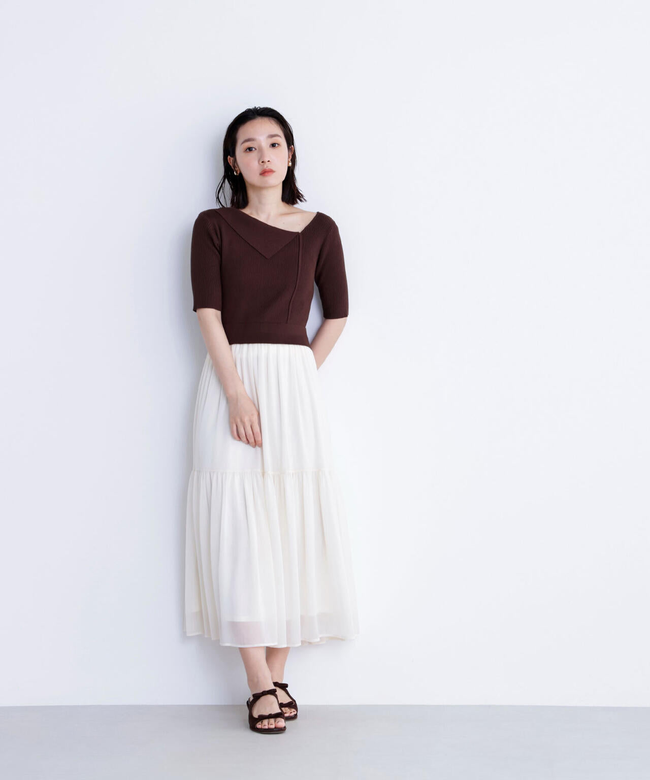 アシメカラードッキングワンピース