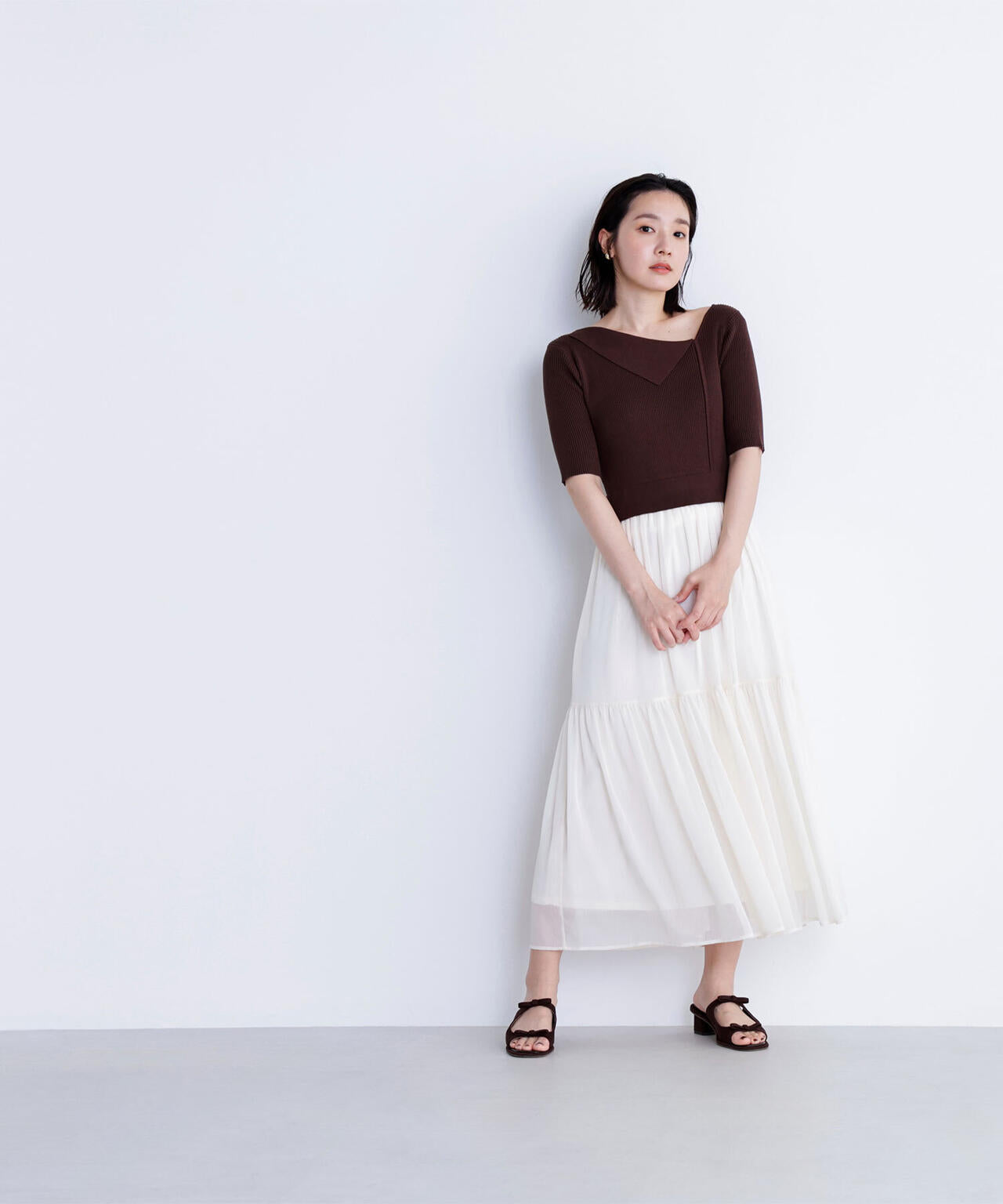 アシメカラードッキングワンピース