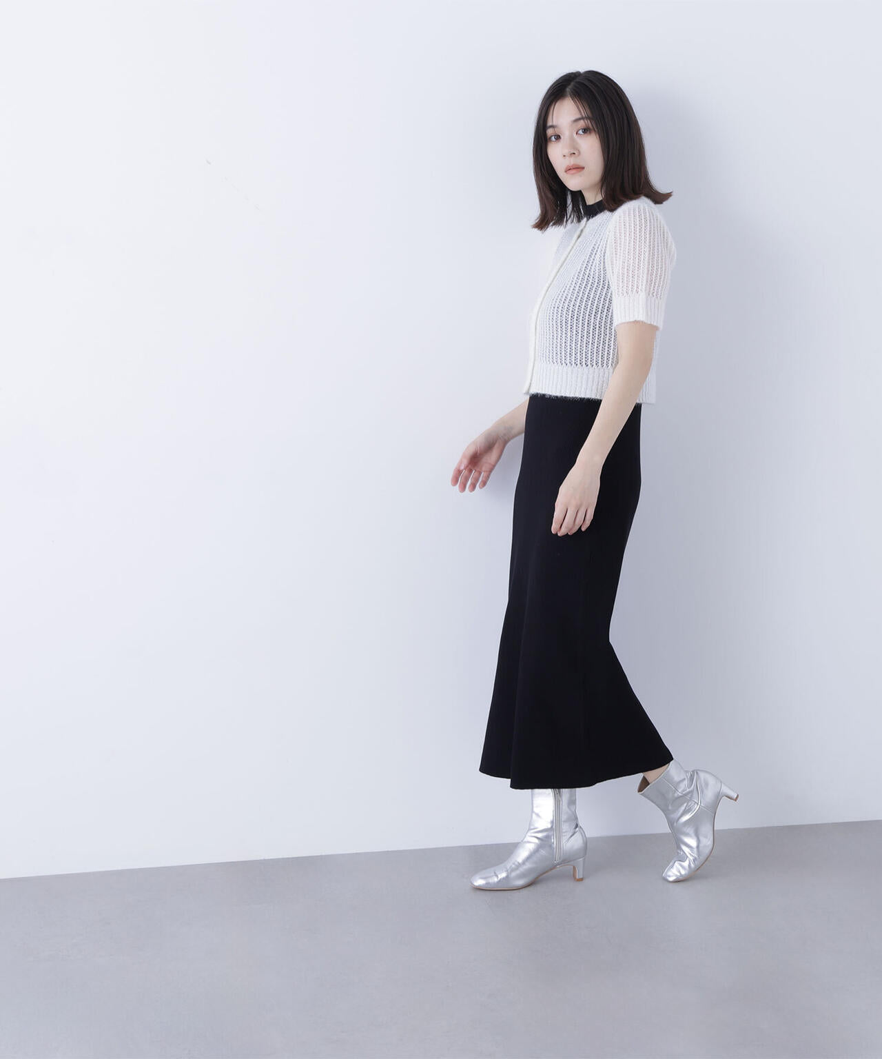 フィルムラメカーデセットニットワンピース