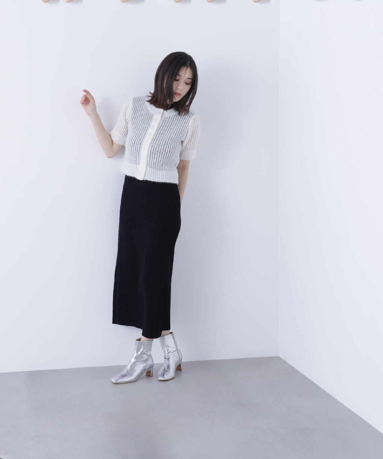 フィルムラメカーデセットニットワンピース