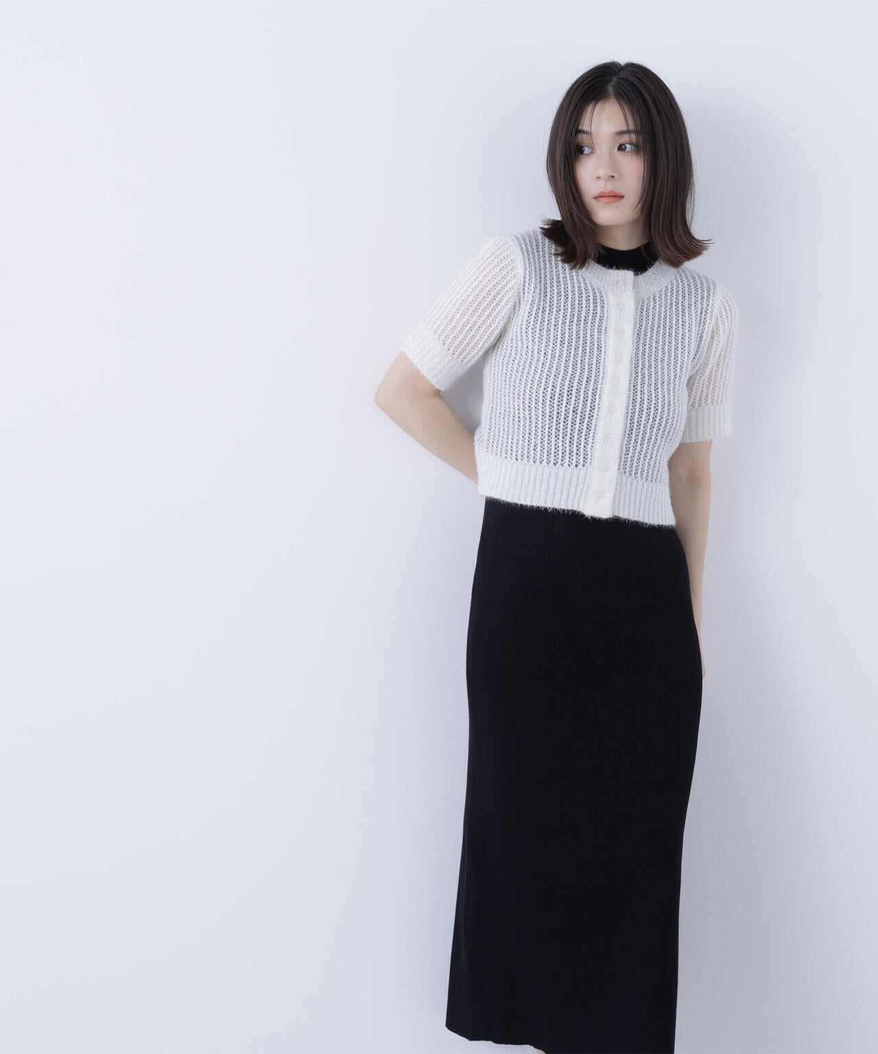 フィルムラメカーデセットニットワンピース