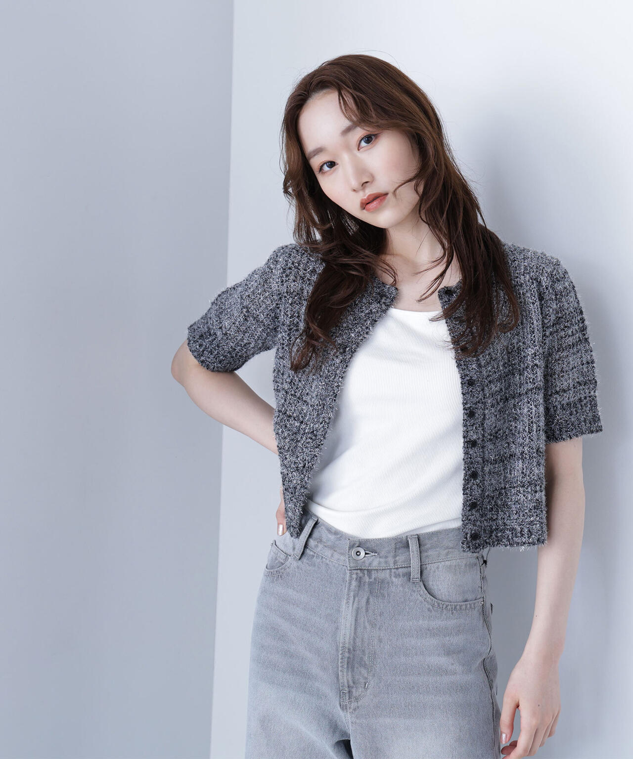 フィルムラメカーデセットニットワンピース