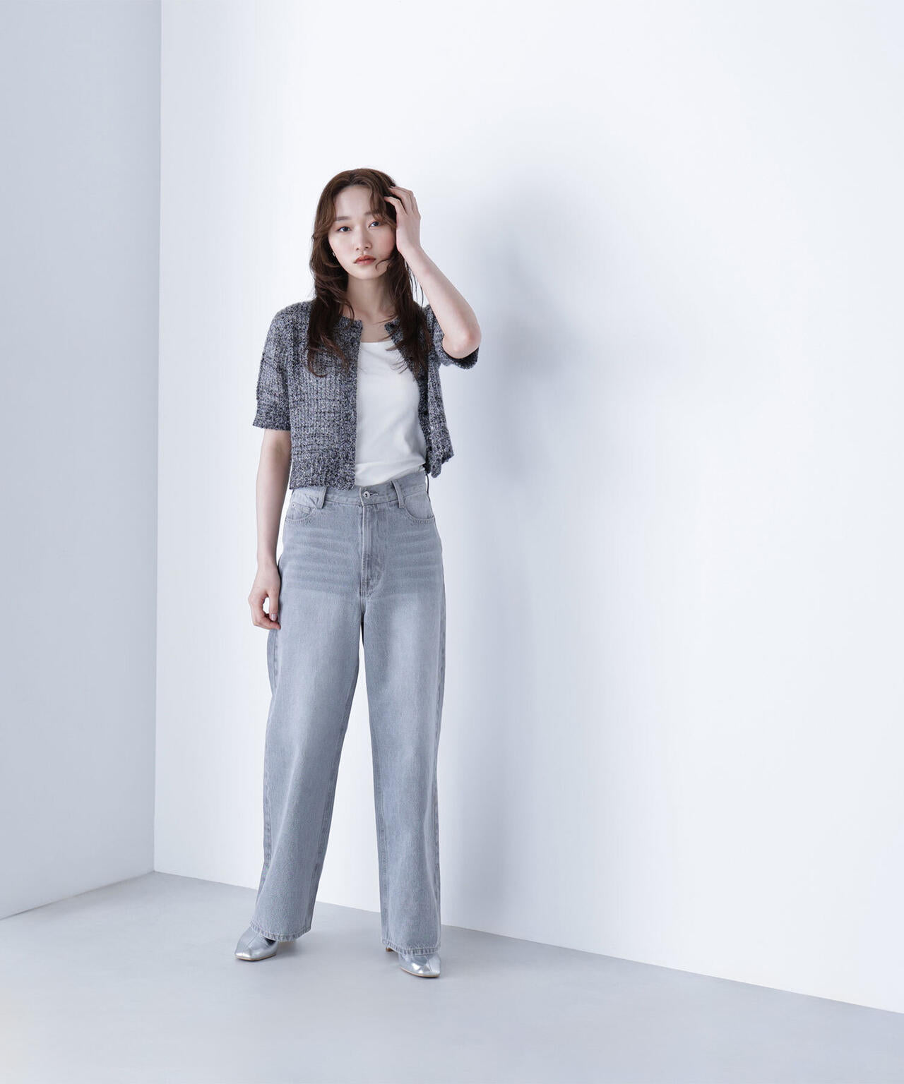 フィルムラメカーデセットニットワンピース