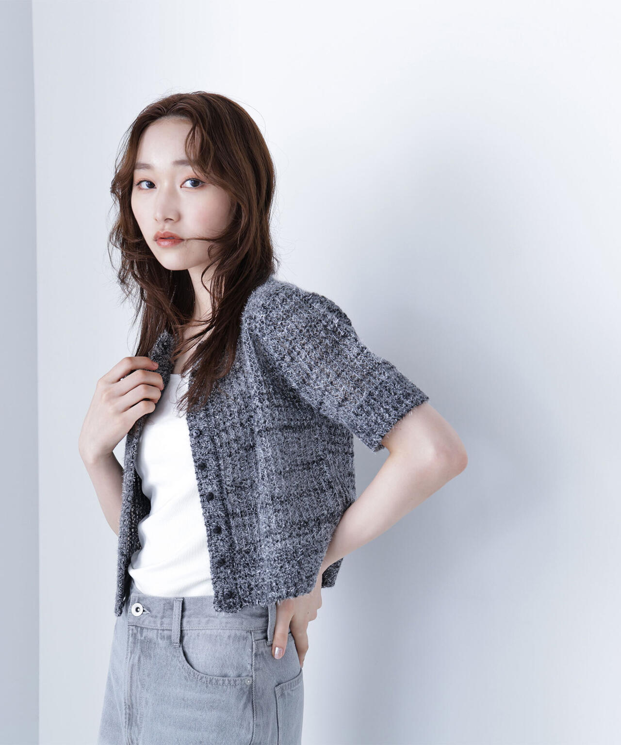 フィルムラメカーデセットニットワンピース