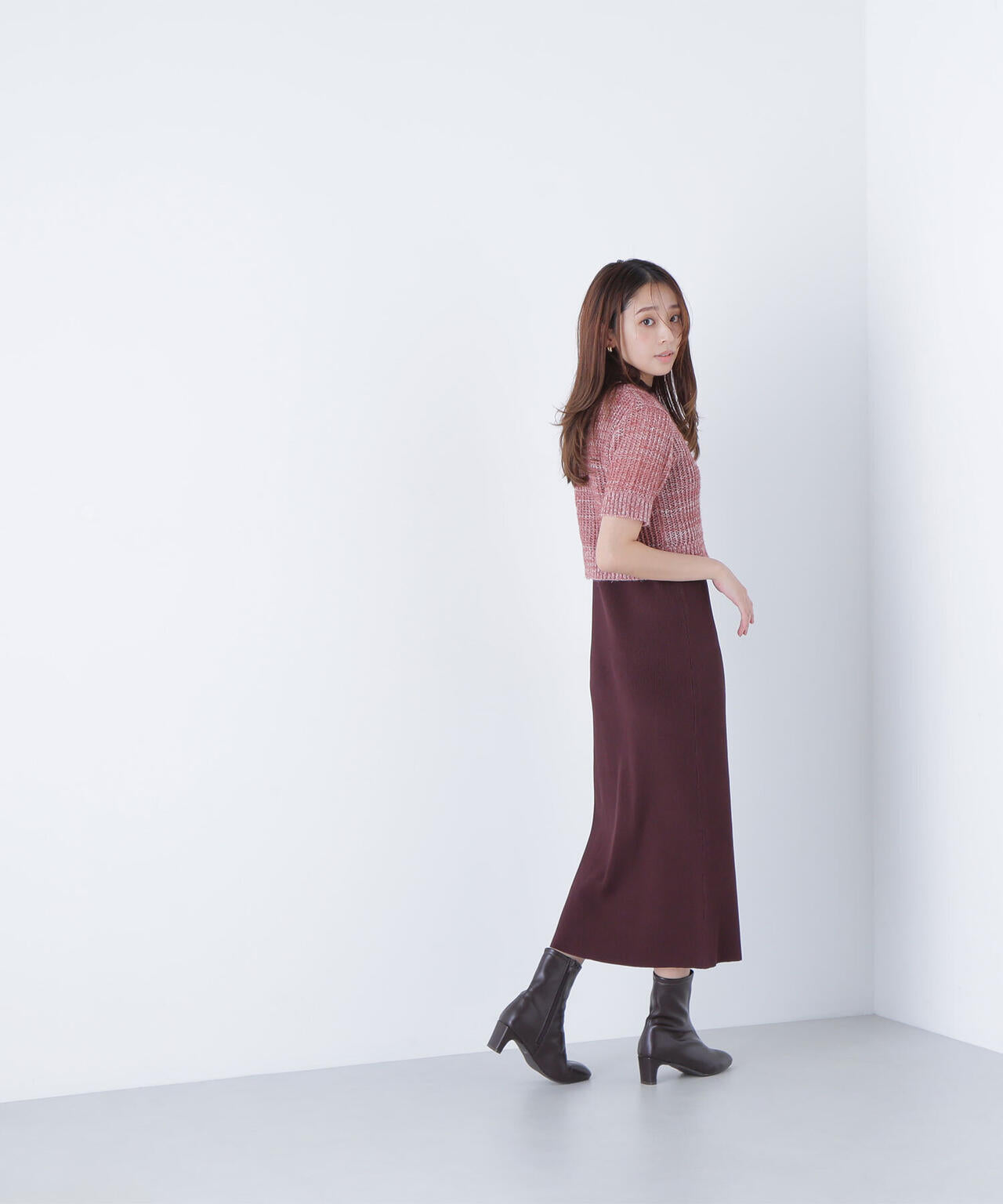 フィルムラメカーデセットニットワンピース