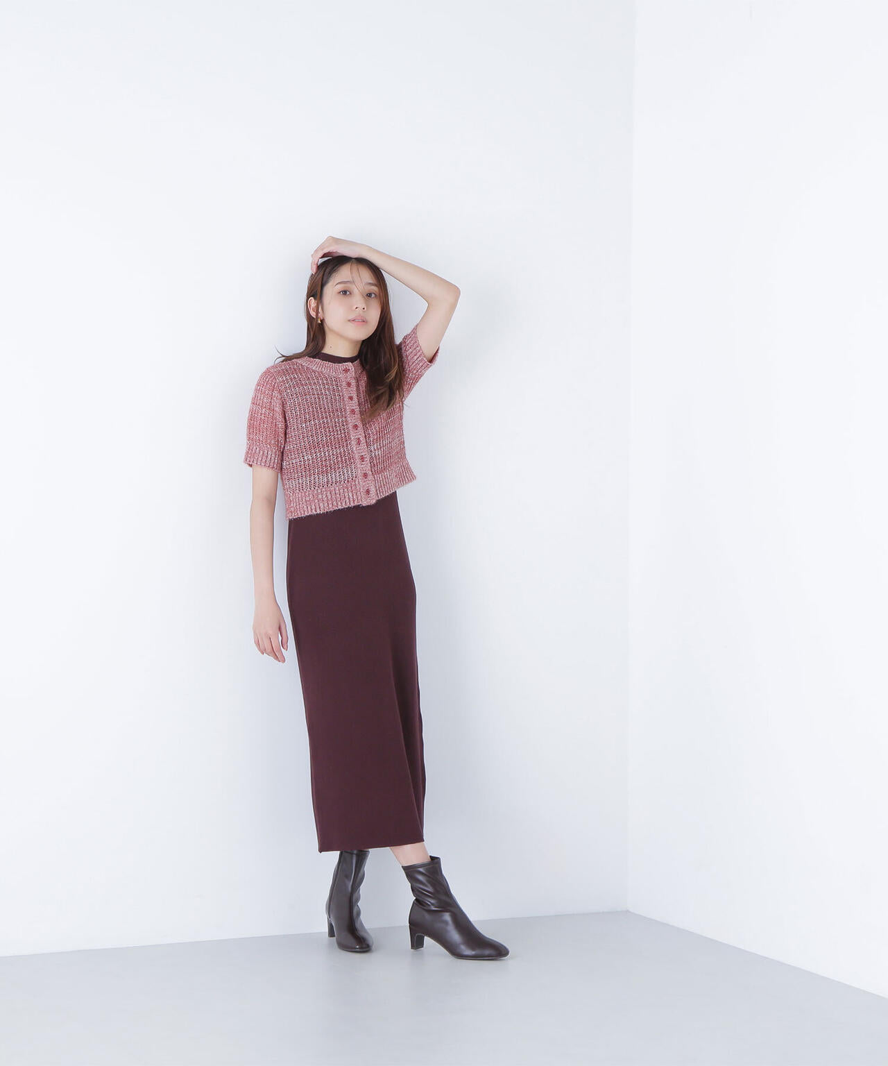 フィルムラメカーデセットニットワンピース