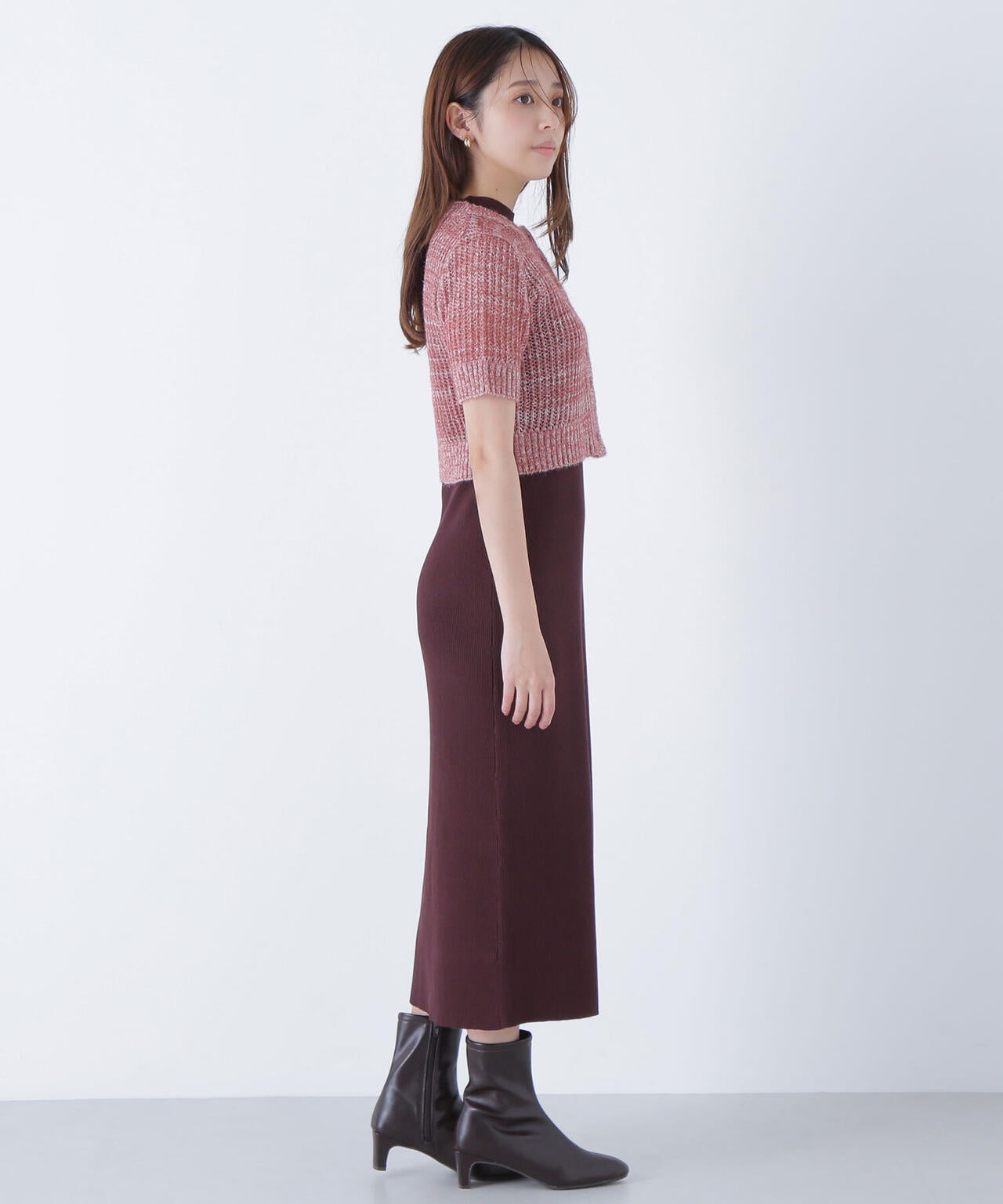 フィルムラメカーデセットニットワンピース