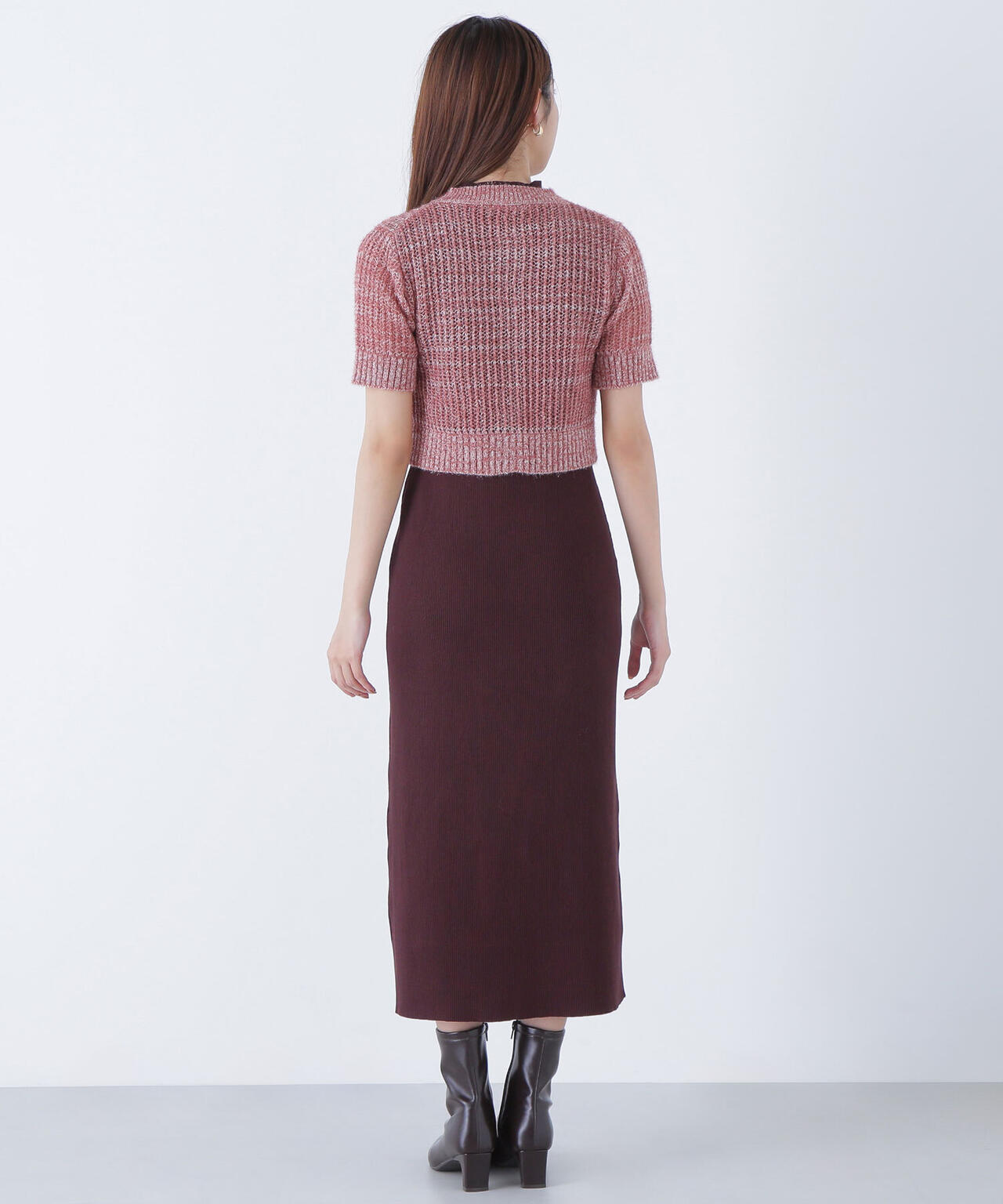 フィルムラメカーデセットニットワンピース