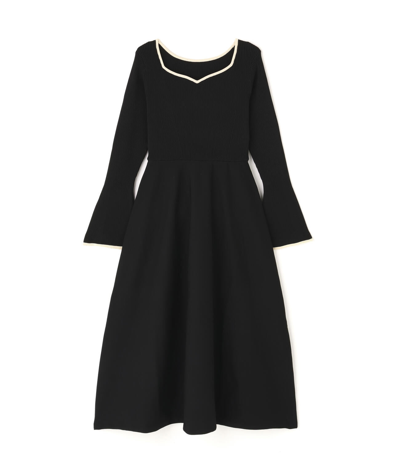 バイカラーハートネックニットワンピース