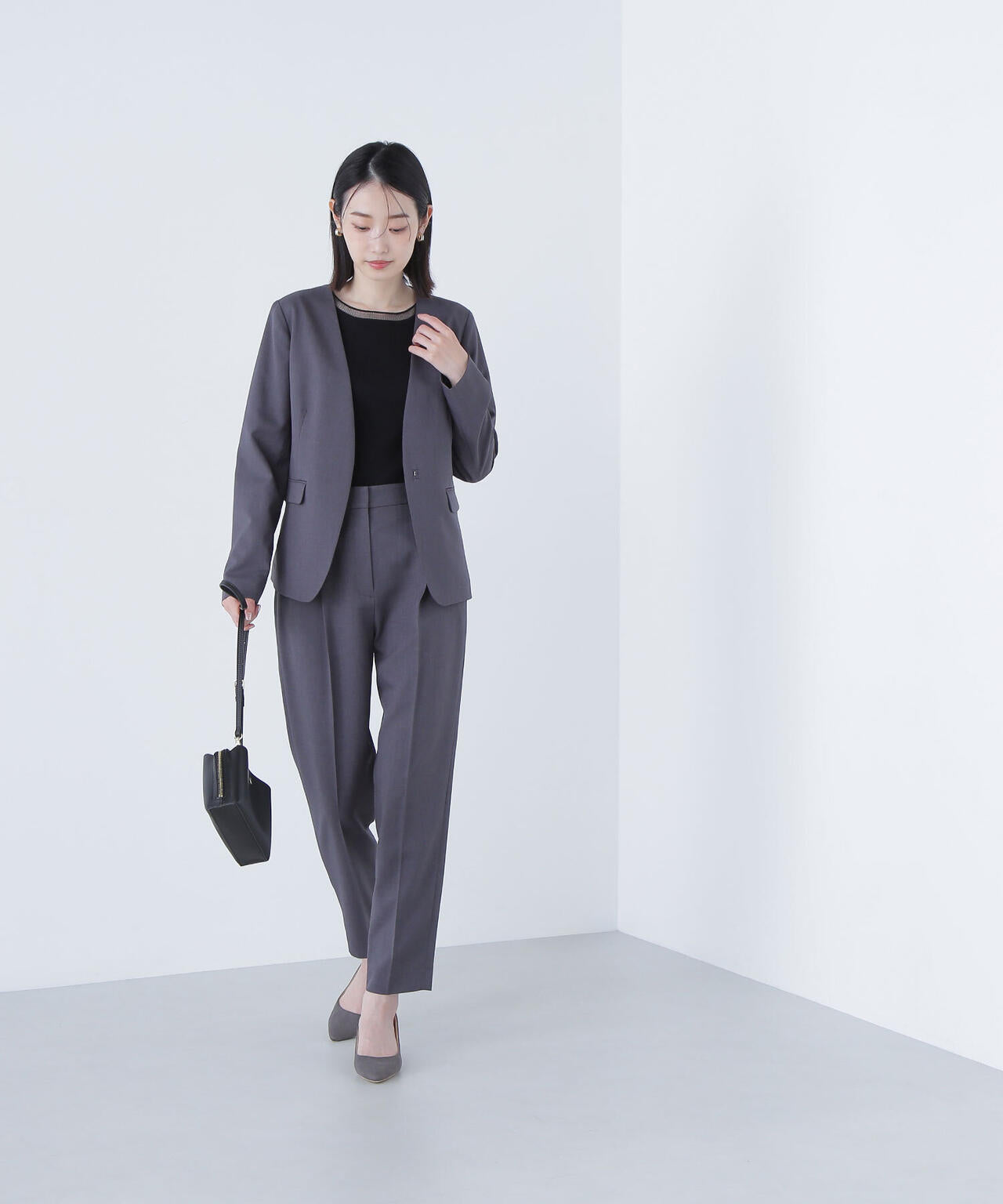 パウダリーツイルセットアップシリーズ ノーカラージャケット