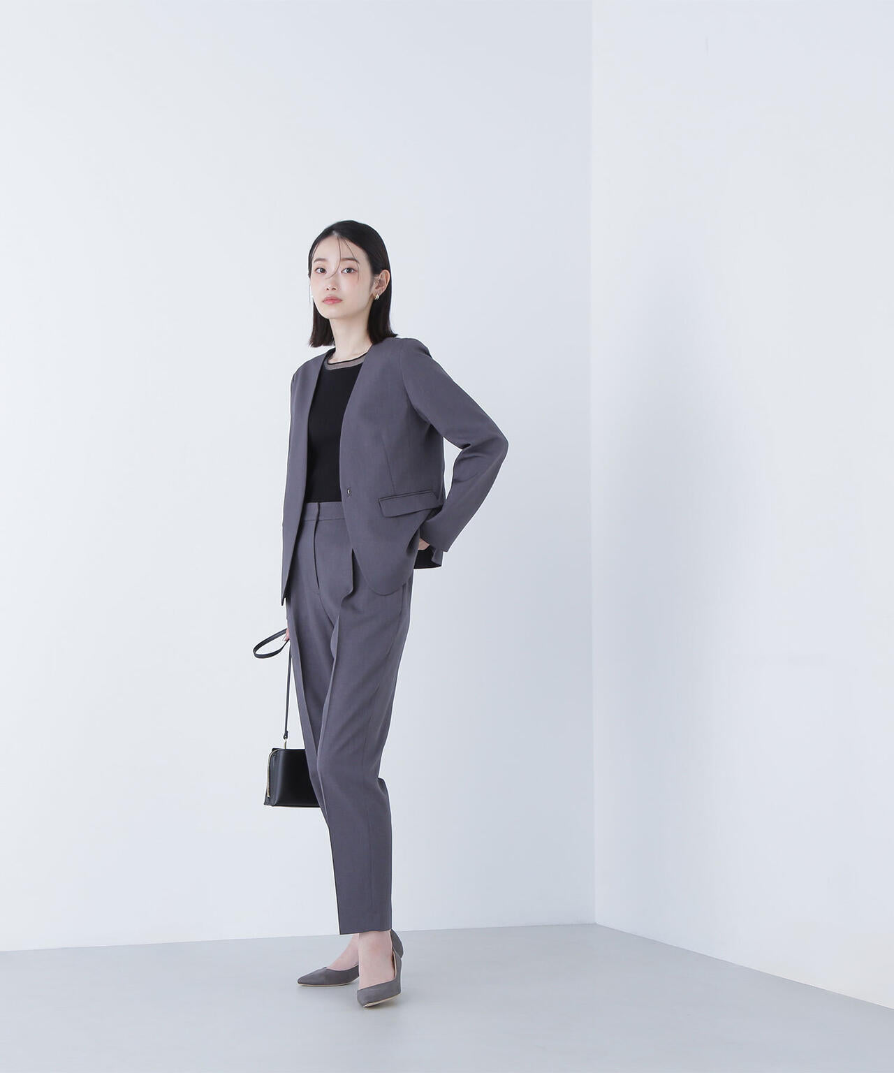 パウダリーツイルセットアップシリーズ ノーカラージャケット