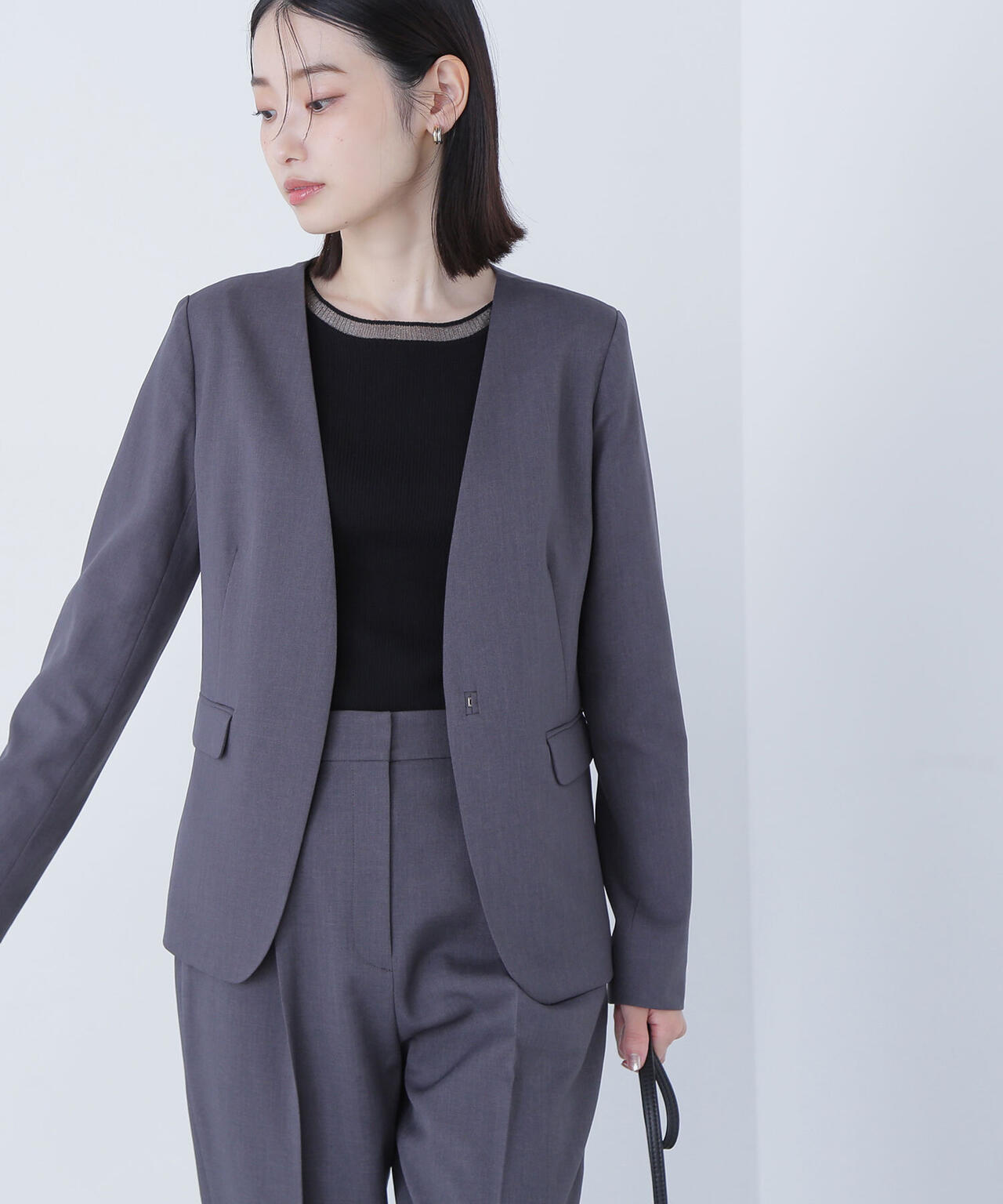 パウダリーツイルセットアップシリーズ ノーカラージャケット