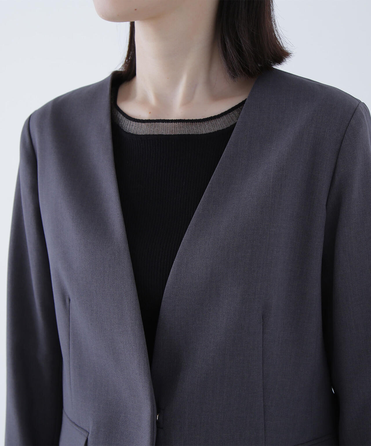 パウダリーツイルセットアップシリーズ ノーカラージャケット