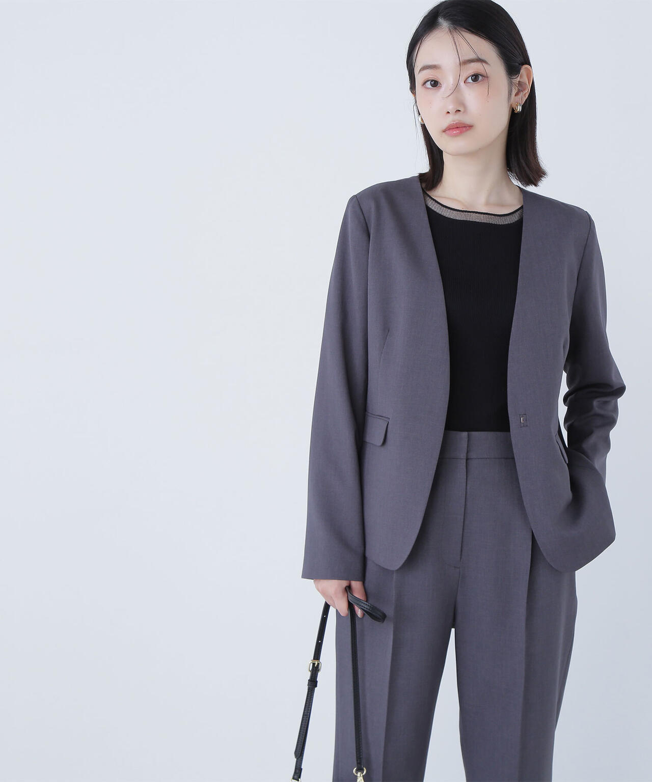 パウダリーツイルセットアップシリーズ ノーカラージャケット