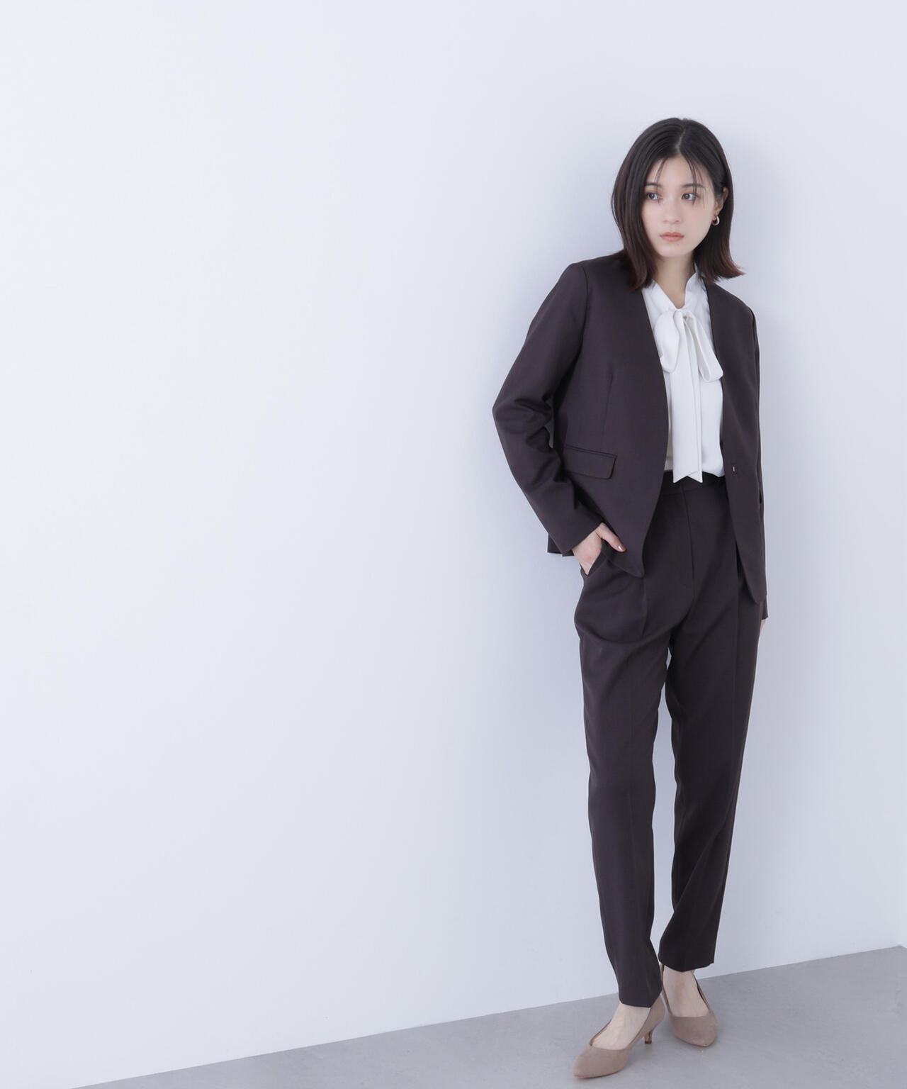 パウダリーツイルセットアップシリーズ ノーカラージャケット