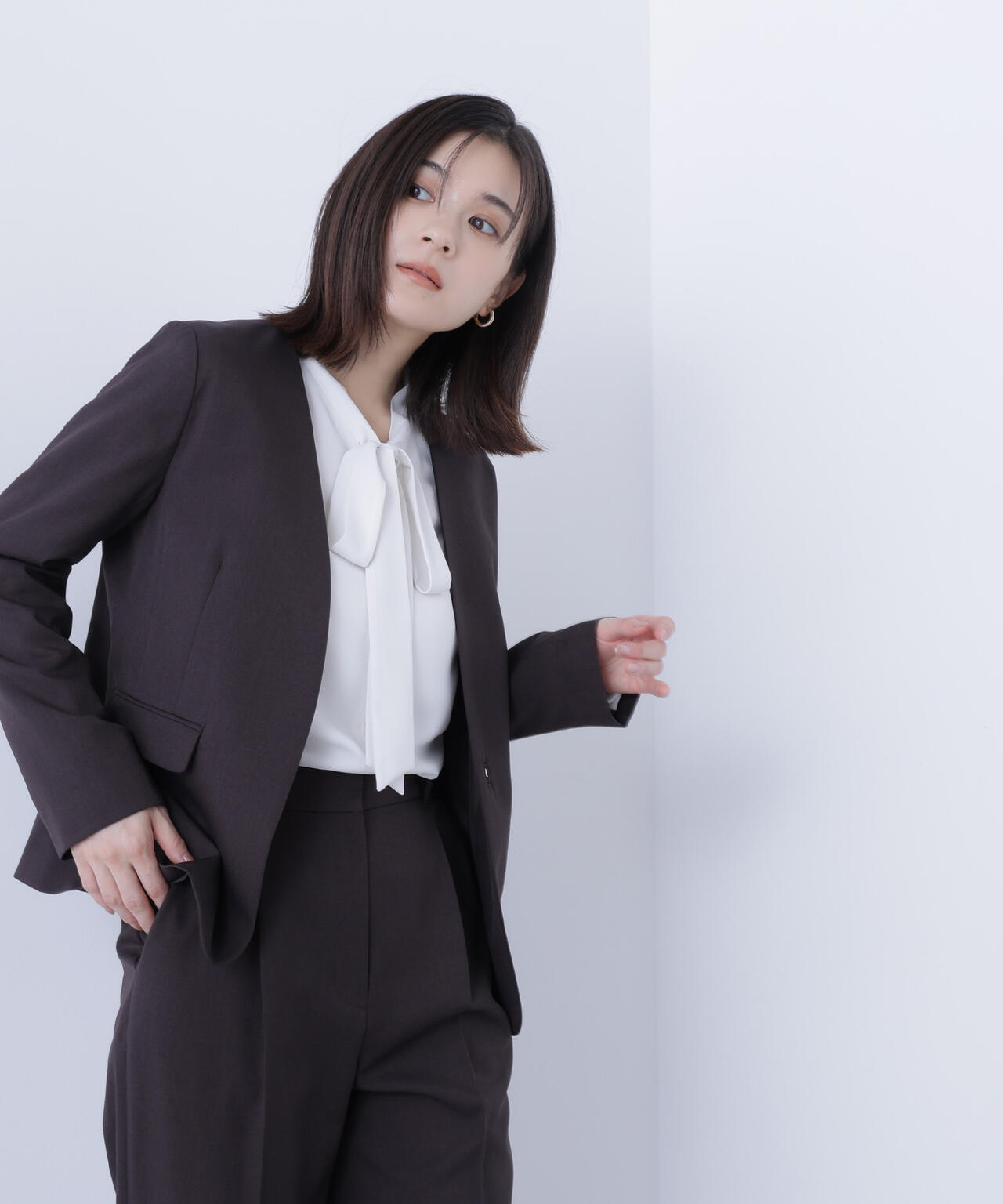 パウダリーツイルセットアップシリーズ ノーカラージャケット