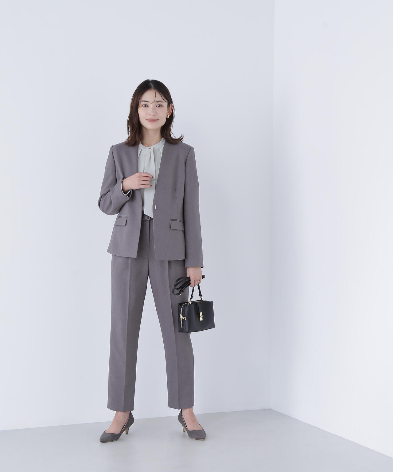 ウーステッドライクツイル SETUP ノーカラージャケット