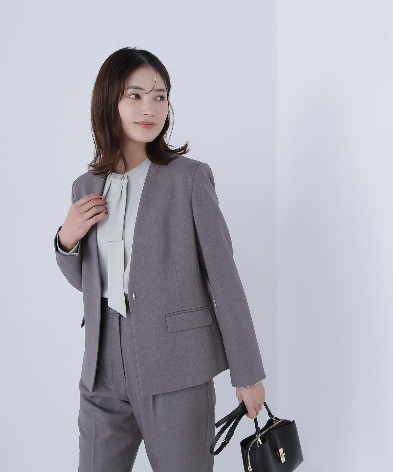 ウーステッドライクツイル SETUP ノーカラージャケット