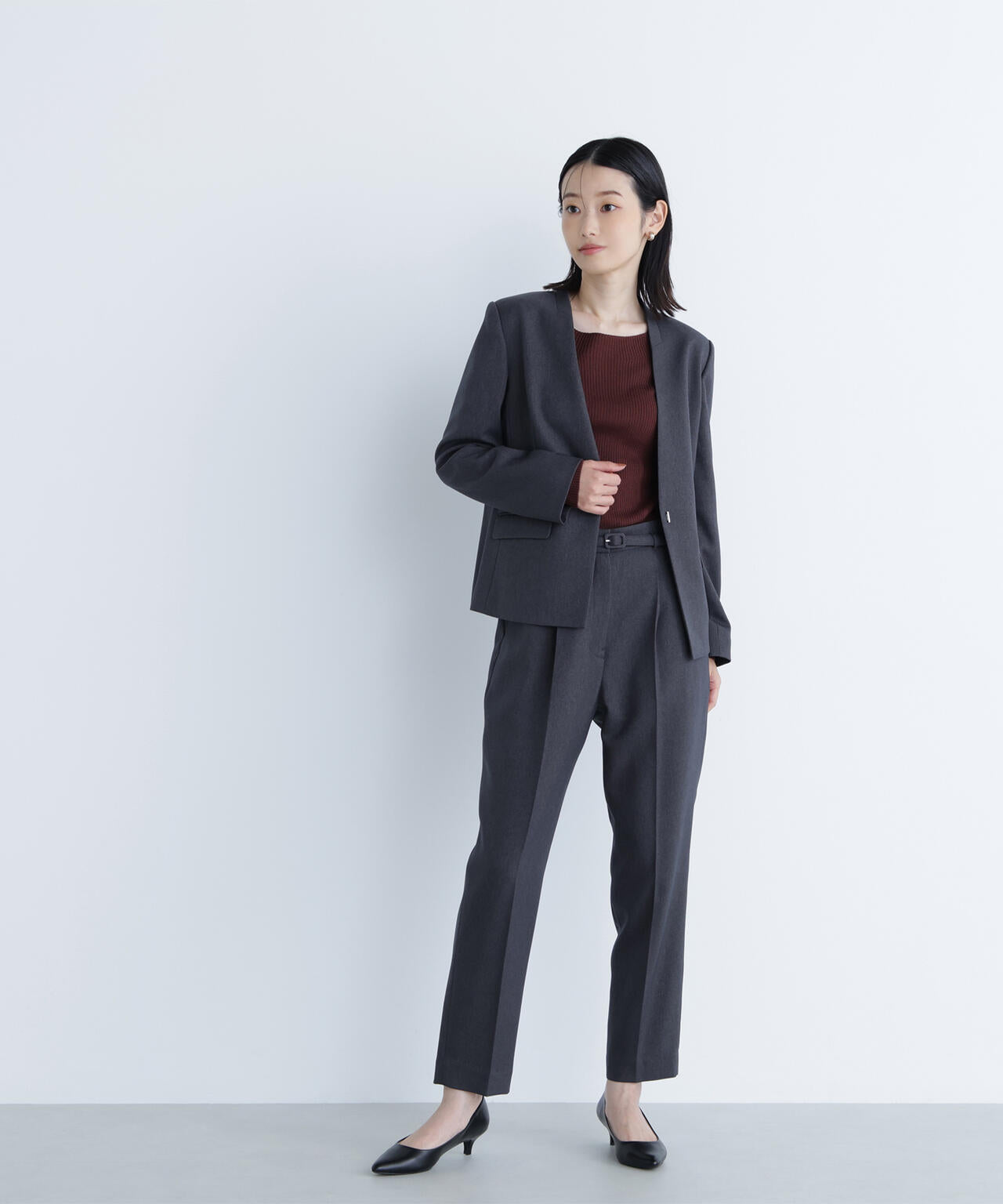 ウーステッドライクツイル SETUP ノーカラージャケット