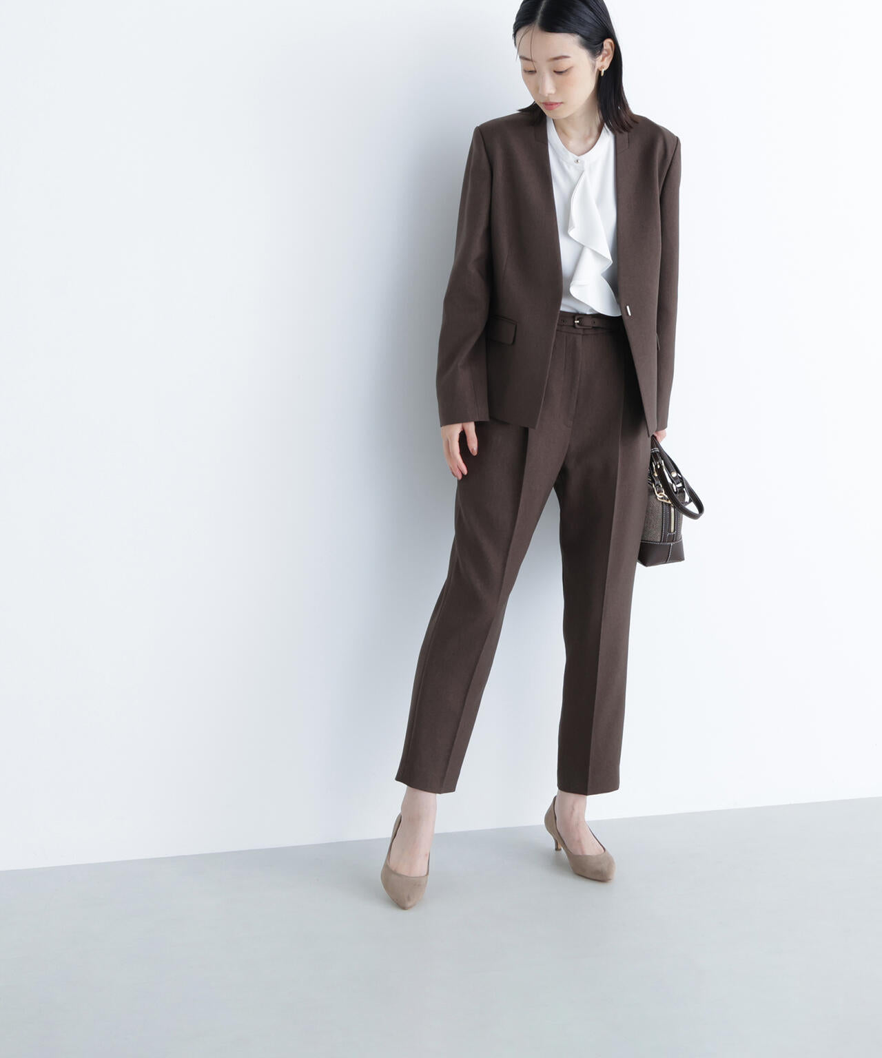 ウーステッドライクツイル SETUP ノーカラージャケット