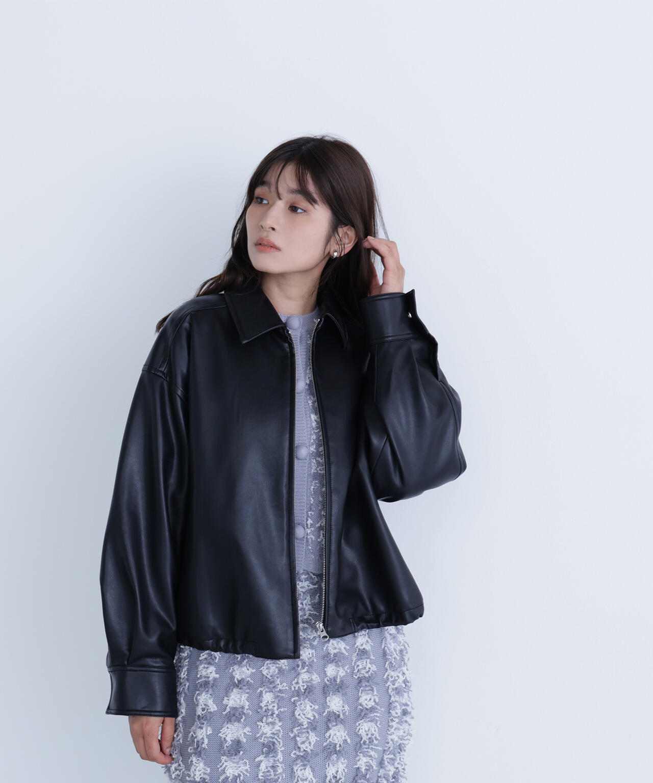 フェイクレザードロストブルゾン