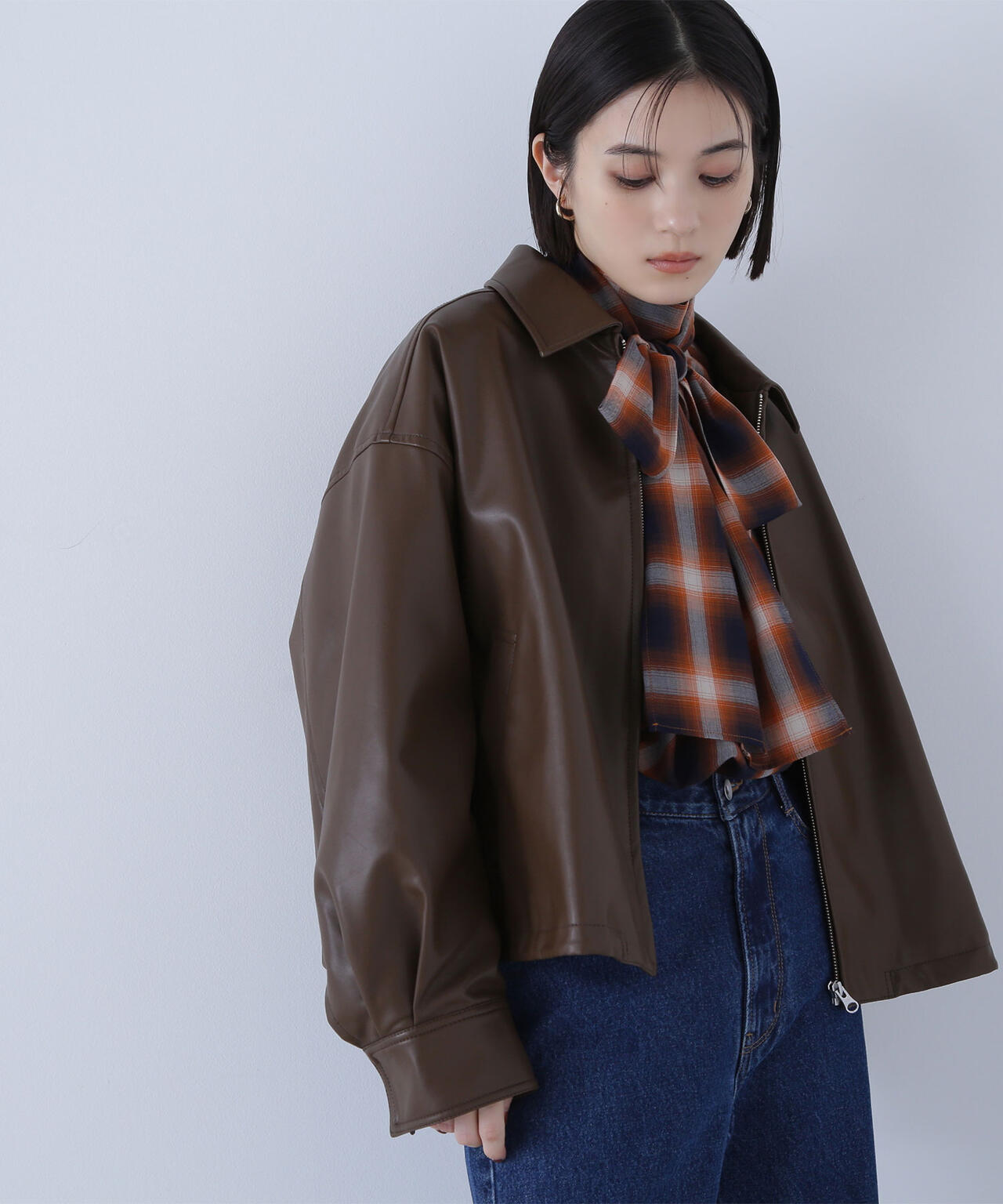 フェイクレザードロストブルゾン