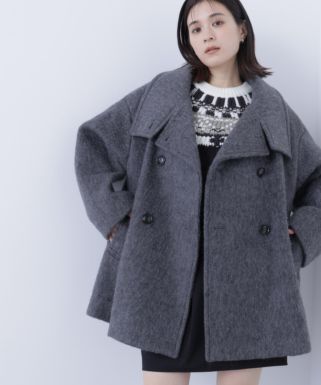 【Oggi掲載】スタンドネックシャギーミディコート