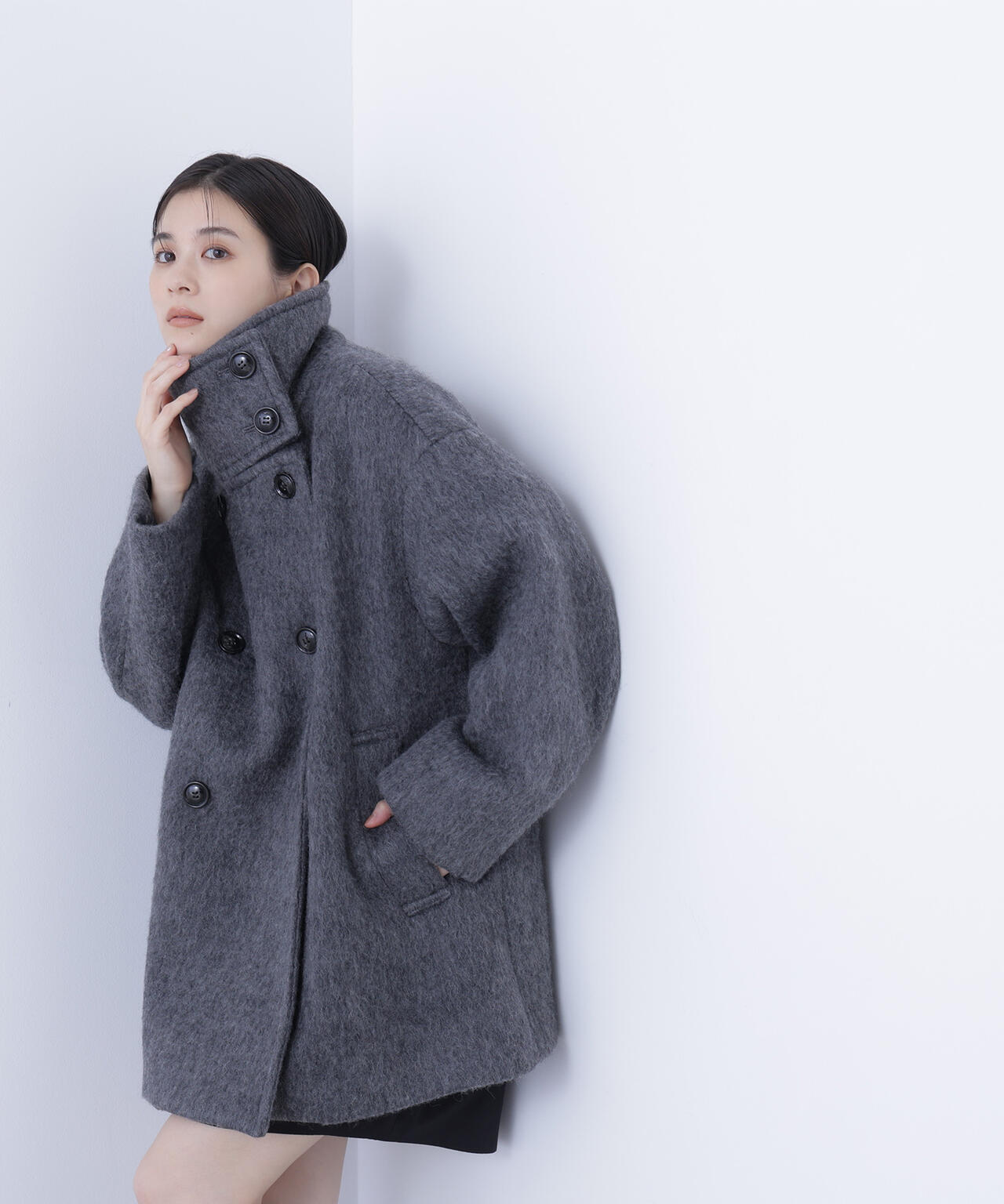 【Oggi掲載】スタンドネックシャギーミディコート