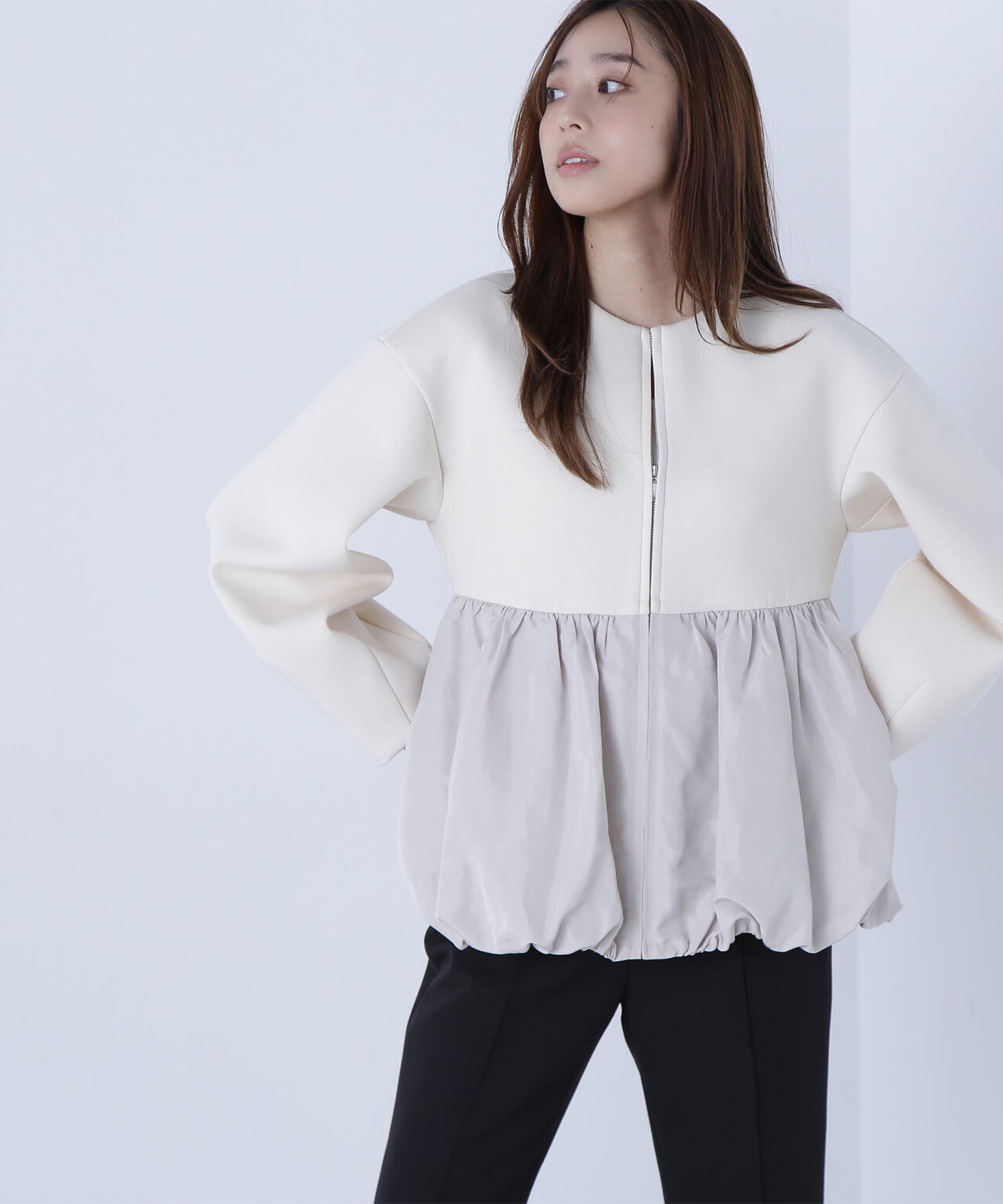 ダンボールドッキングペプラムブルゾン