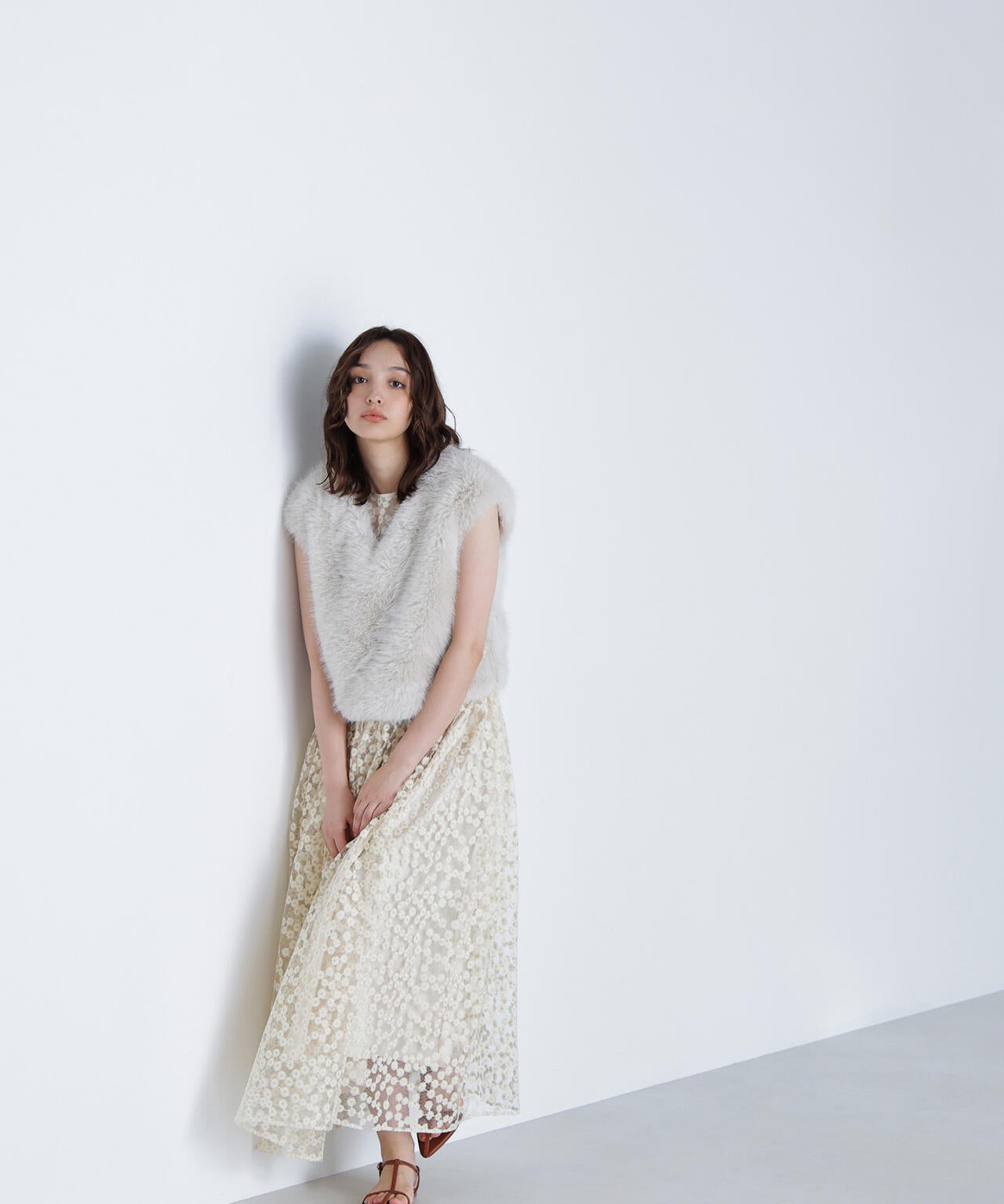 【BLANC】フェイクファーショートベスト