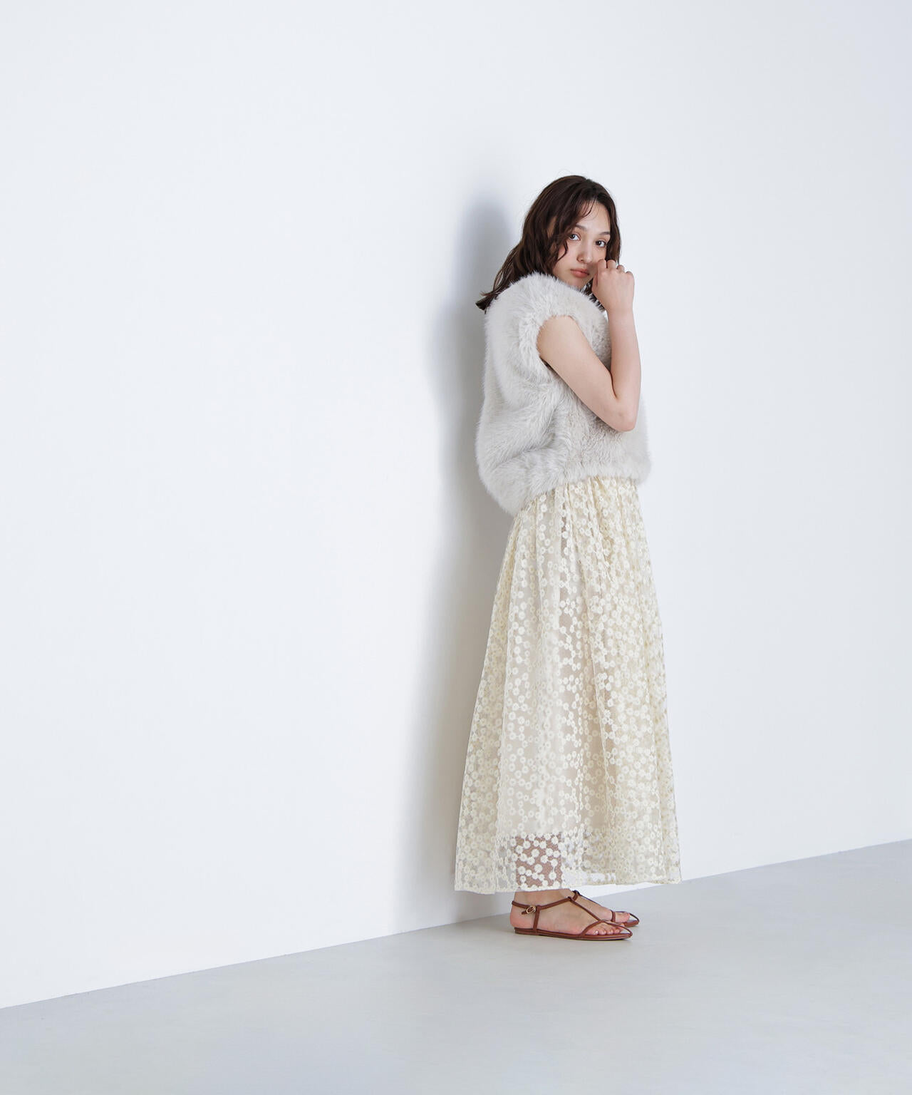 【BLANC】フェイクファーショートベスト