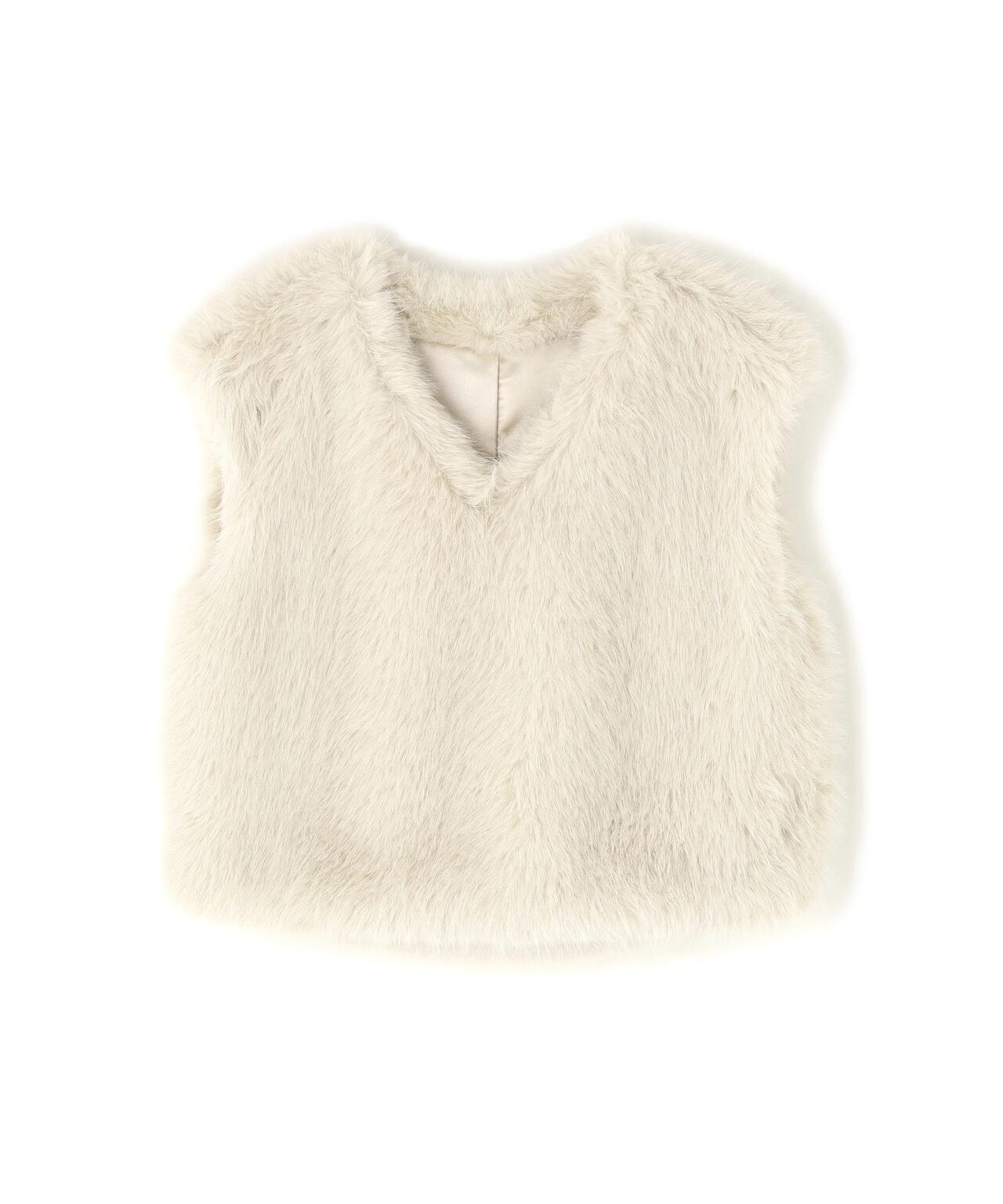 【BLANC】フェイクファーショートベスト