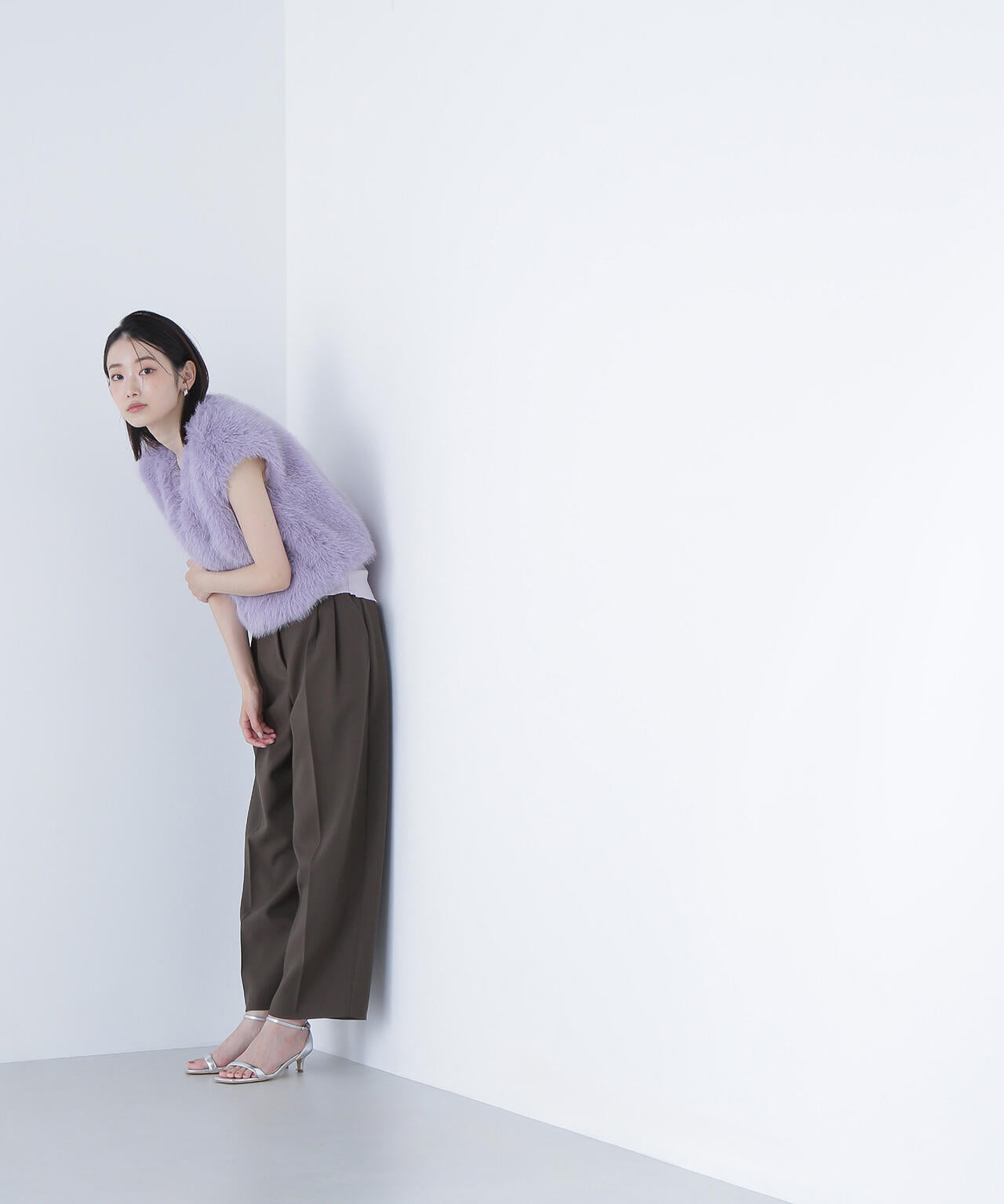 【BLANC】フェイクファーショートベスト