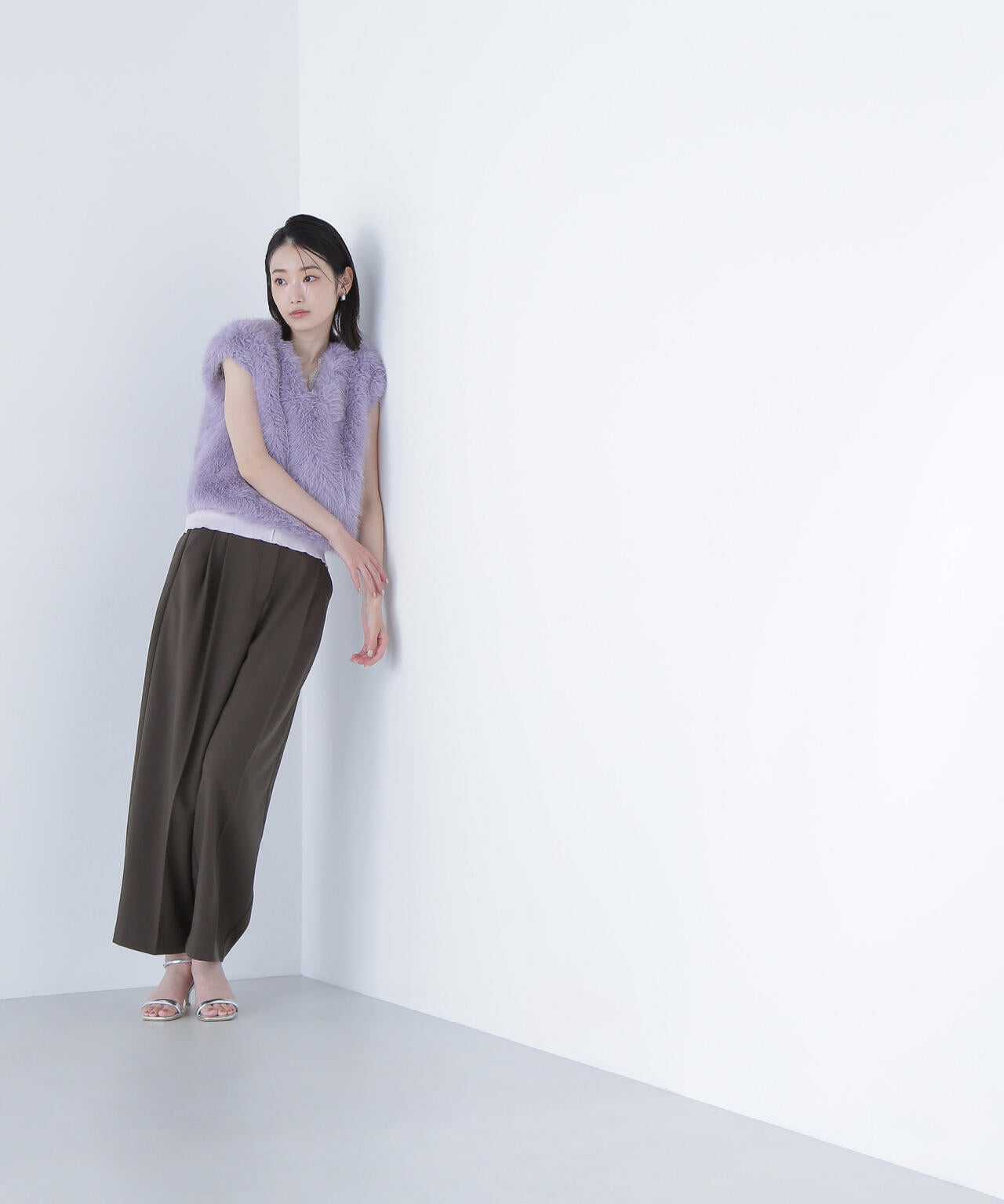 【BLANC】フェイクファーショートベスト