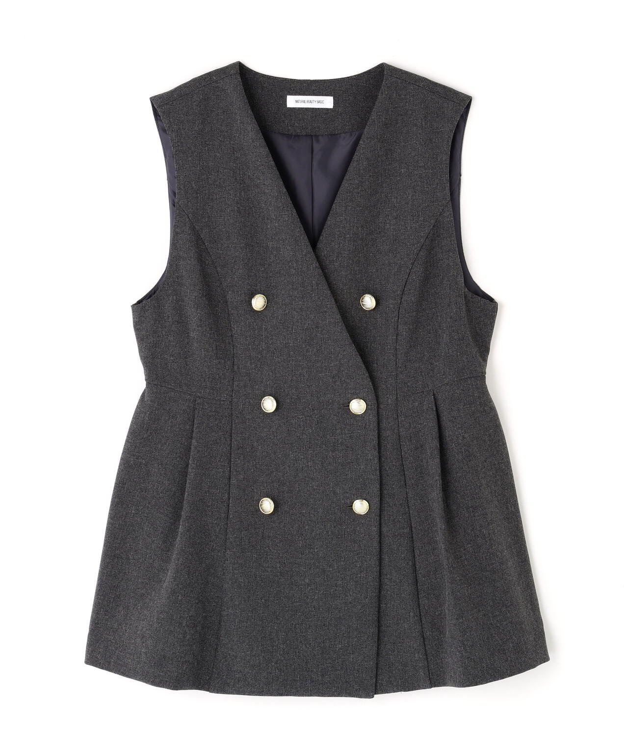 メタルボタンペプラムジレ