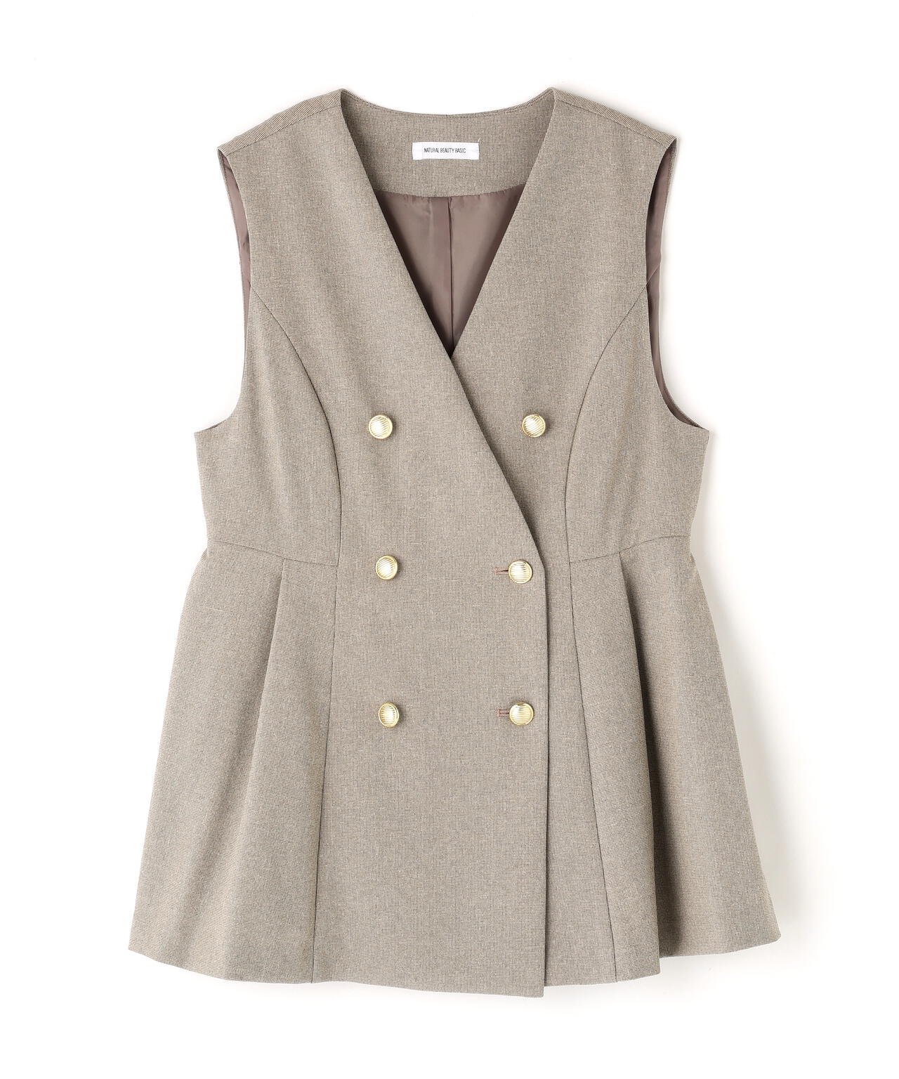 メタルボタンペプラムジレ